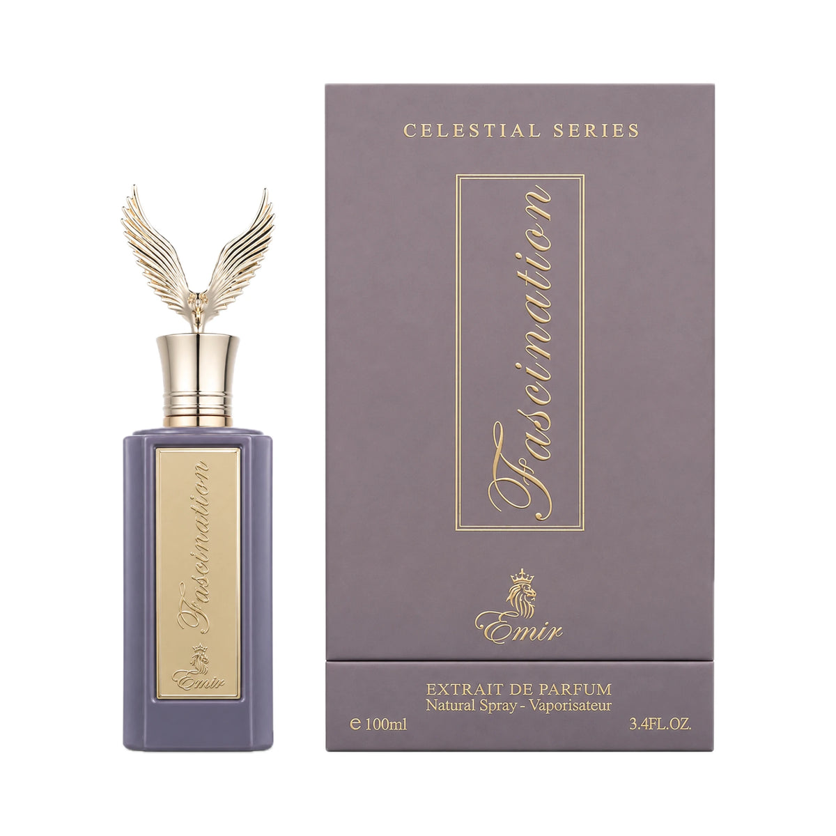 Frasco y caja de Fascination Emir Extrait de Parfum Unisex