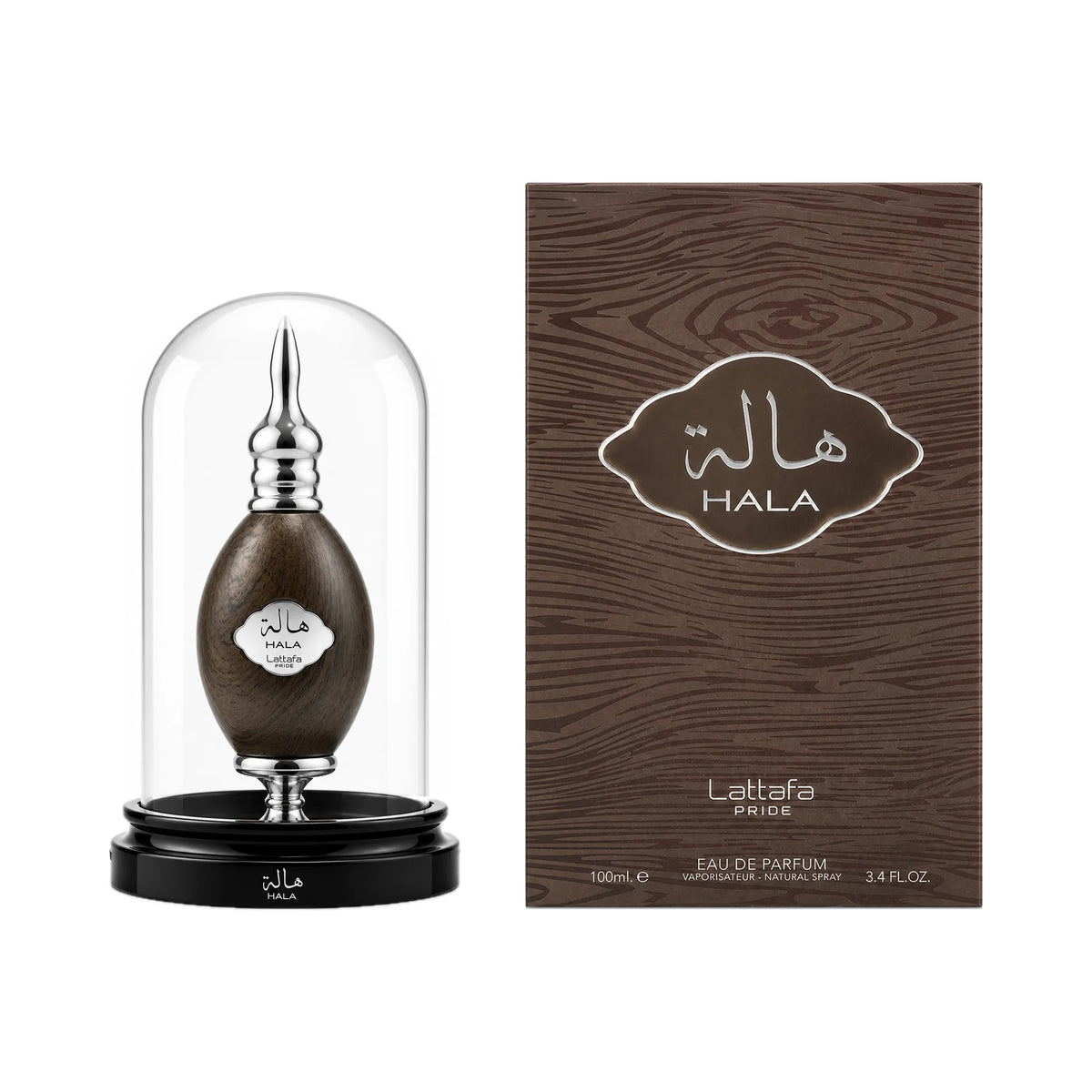 Frasco y caja de Hala Lattafa Eau de Parfum