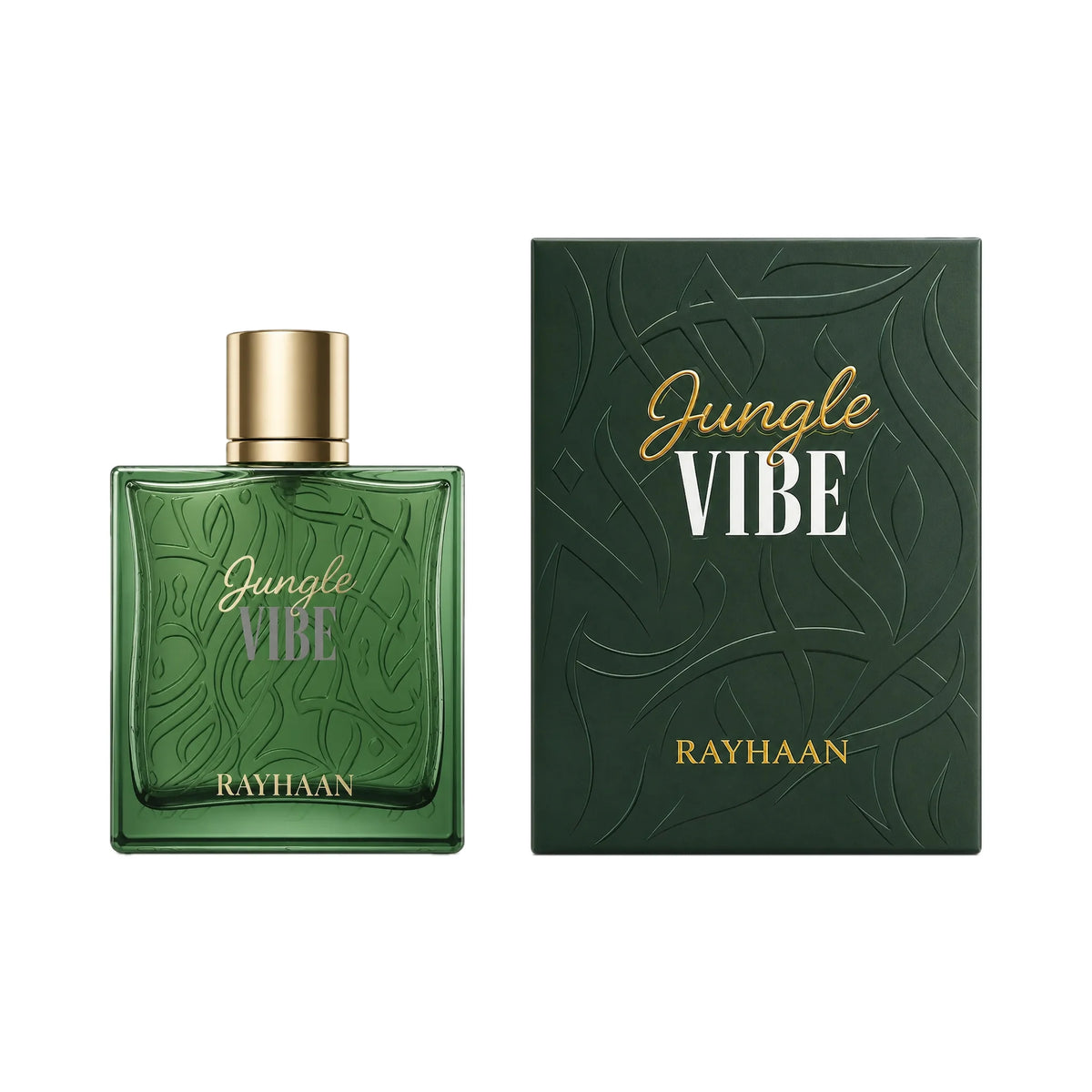 Frasco y caja de Jungle Vibe Rayhaan Eau de Parfum Unisex