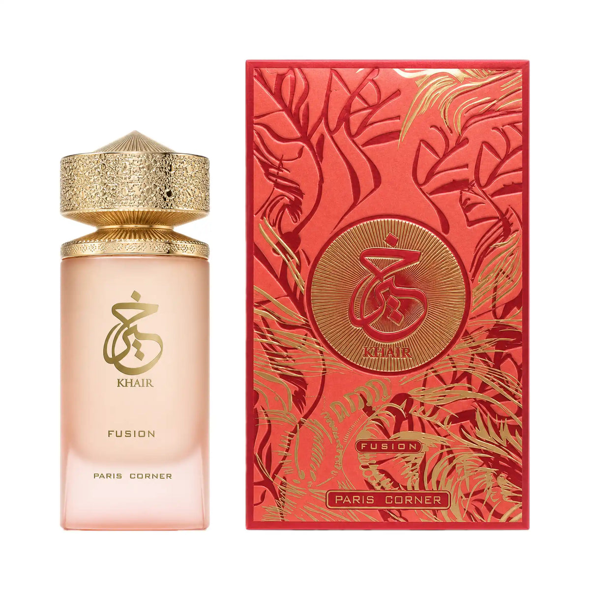 Frasco y caja de Khair Fusion Paris Corner Eau de Parfum Para Mujer