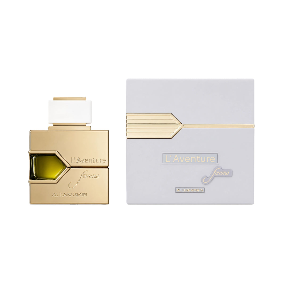 Frasco y caja de L'Aventure Femme Al Haramain Eau de Parfum Para Mujer