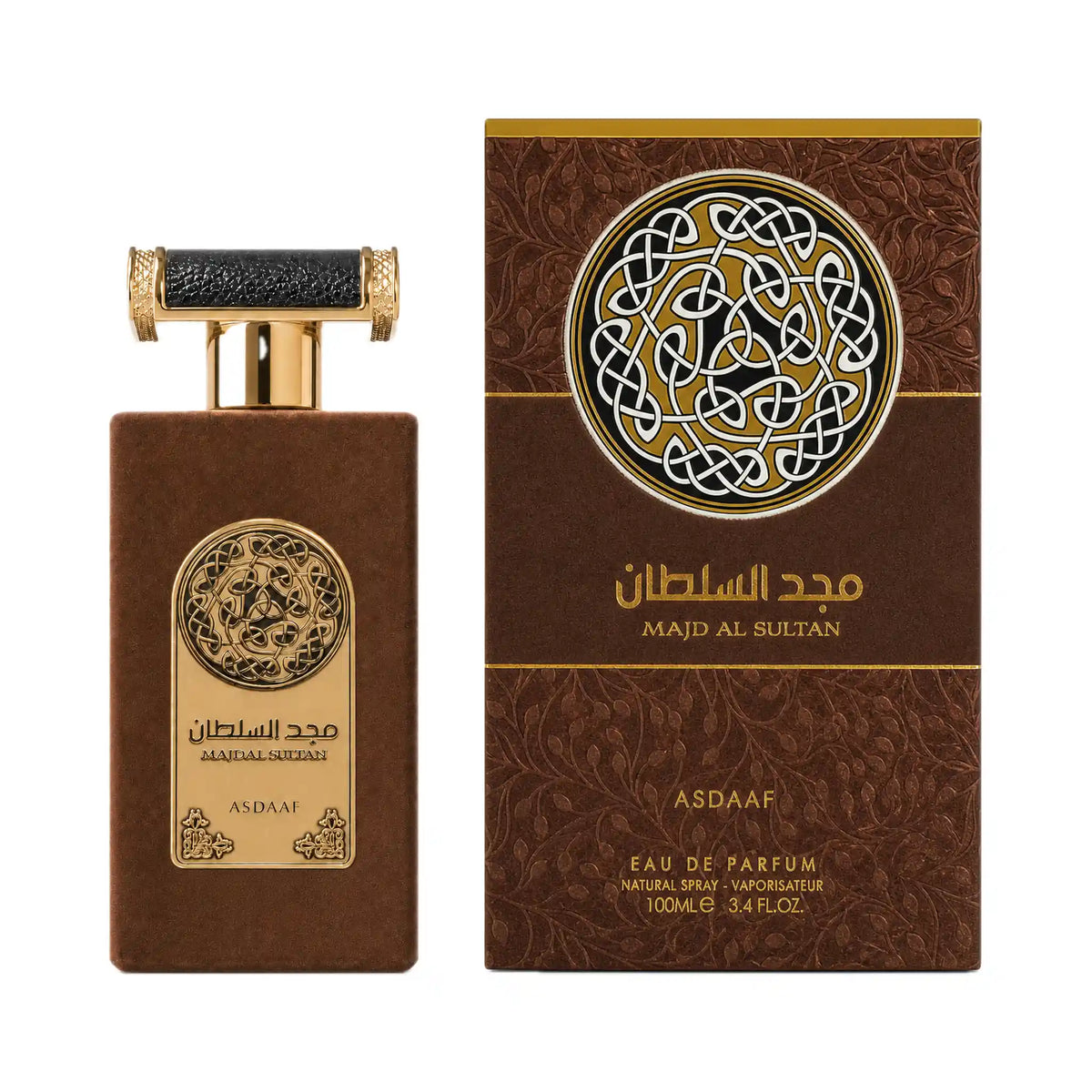 Frasco y caja de Majd Al Sultan Asdaaf Eau de Parfum Para Hombre
