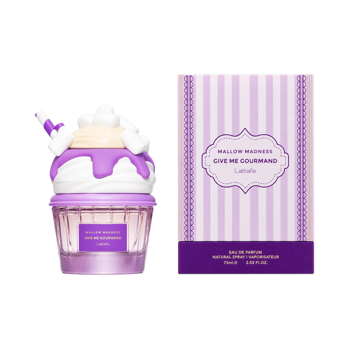 Frasco y caja de Mallow Madness Lattafa Eau de Parfum