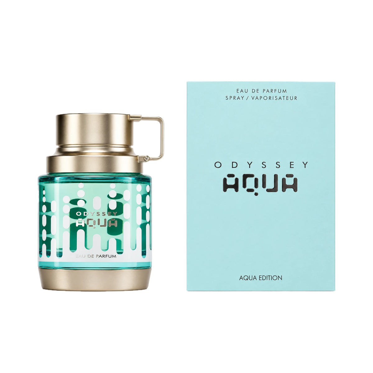 Frasco y caja de Odyssey Aqua Edition Armaf Eau de Parfum Para Hombre