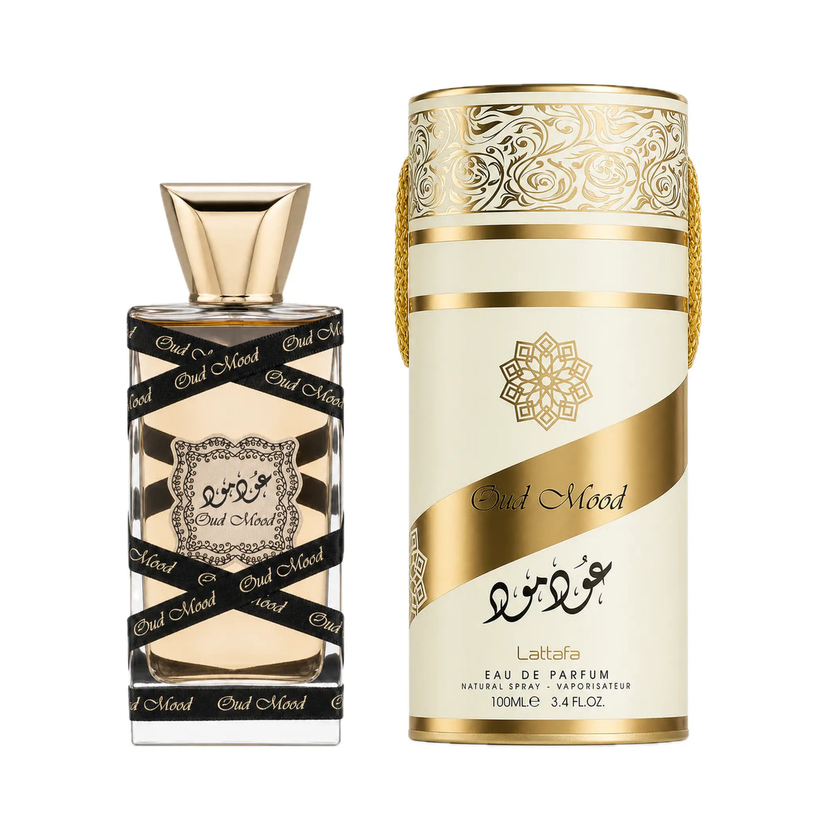 Frasco y caja del perfume Oud Mood Lattafa Eau de Parfum Unisex