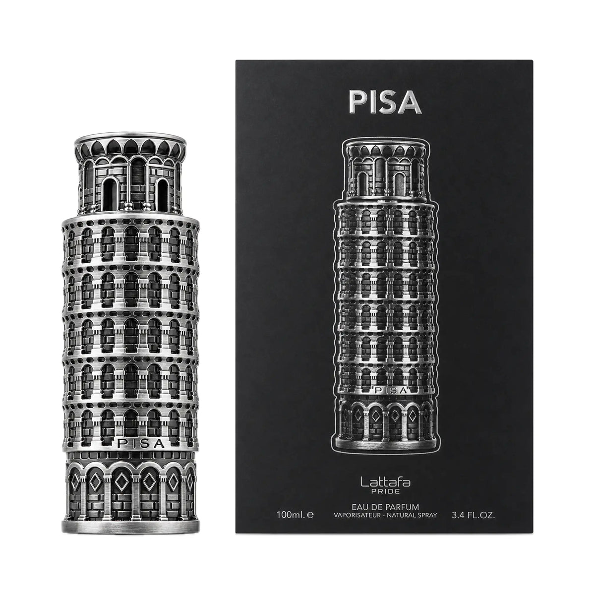 Frasco y caja del perfume Pisa Lattafa Eau de Parfum Para Hombre