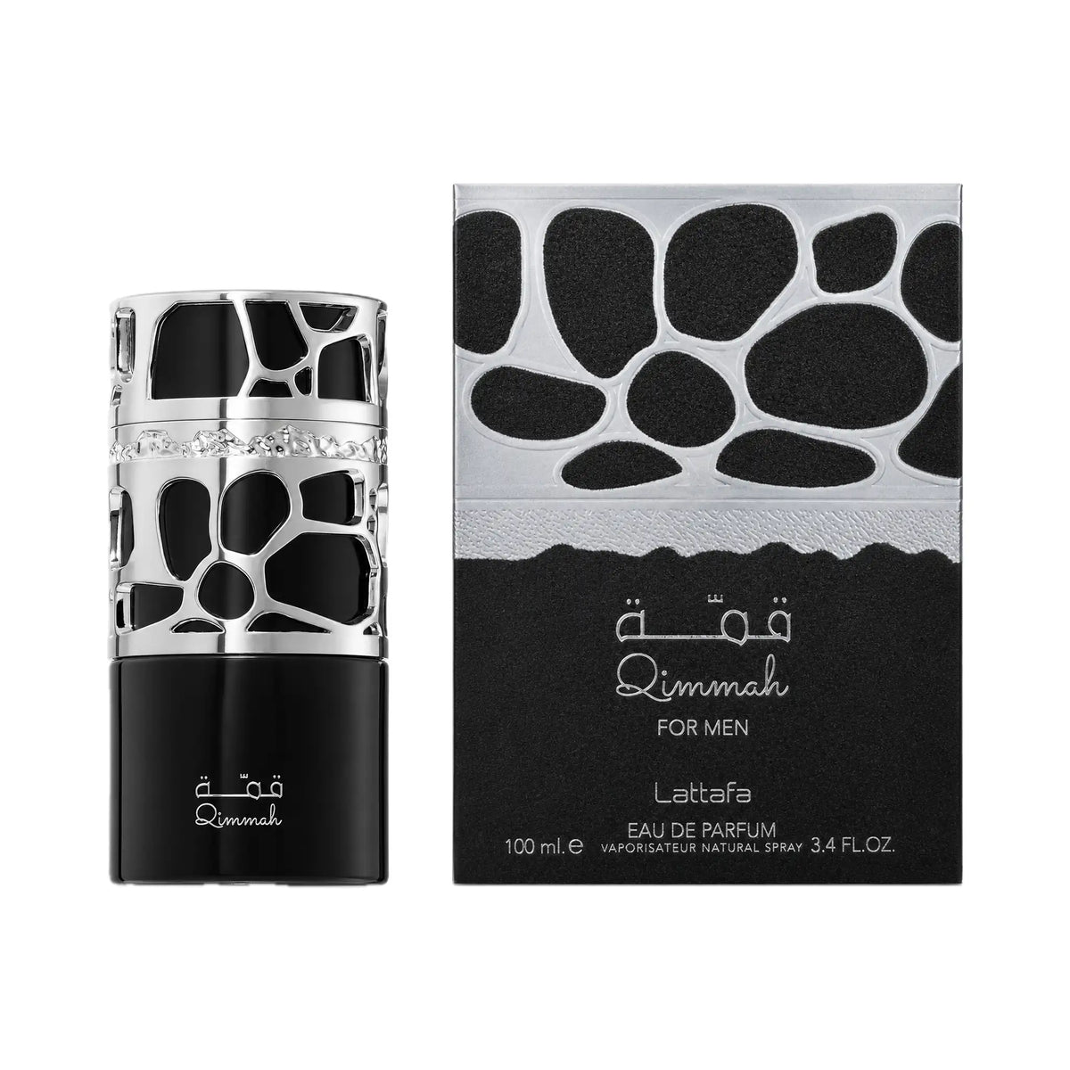 Frasco y caja del perfume Qimmah for Men Lattafa Eau de Parfum Para Hombre
