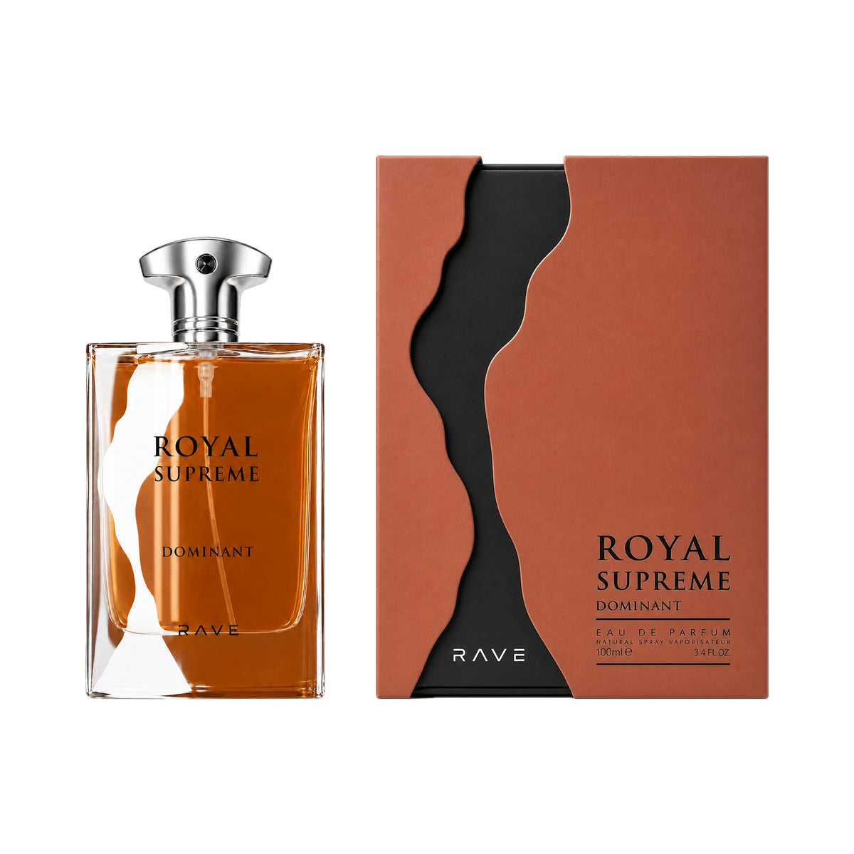 Frasco y caja del perfume Royal Supreme Dominant Rave Eau de Parfum Unisex