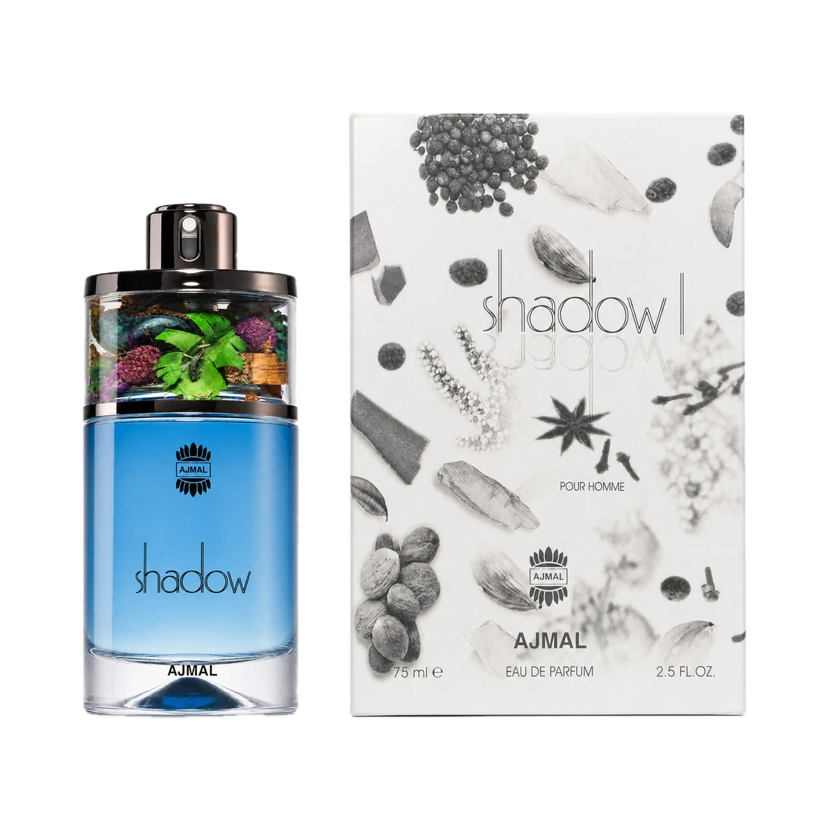 Frasco y caja del perfume Shadow II Ajmal Eau de Parfum Para Hombre