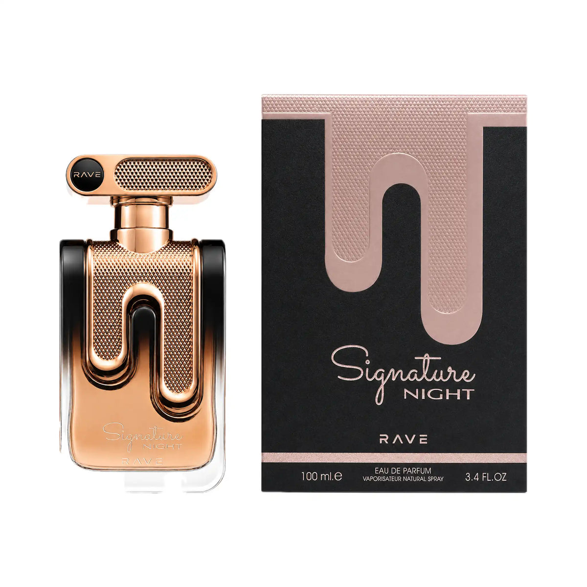 Frasco y caja del perfume Signature Night Rave Eau de Parfum Para Mujer
