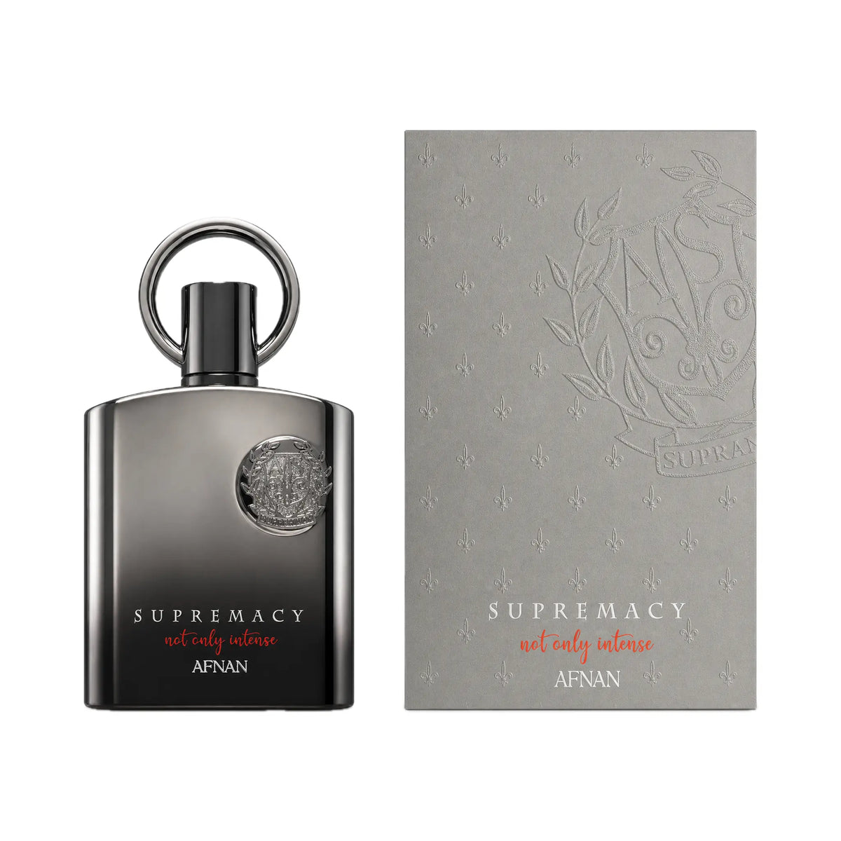 Frasco y caja del perfume Supremacy Not Only Intense Afnan Extrait de Parfum Para Hombre