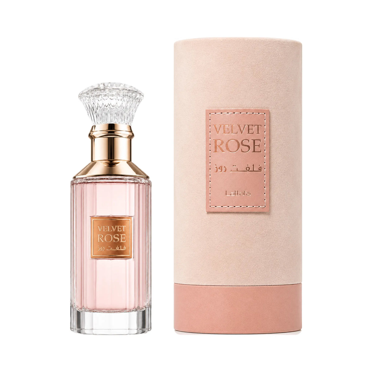 Frasco y caja del perfume Velvet Rose Lattafa Eau de Parfum Para Mujer