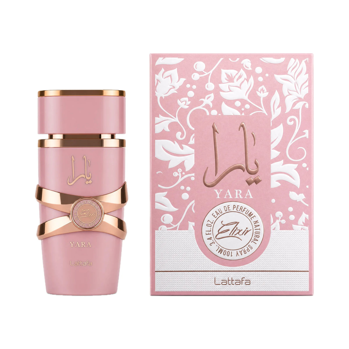 Frasco y caja del perfume Yara Elixir Lattafa Eau de Parfum