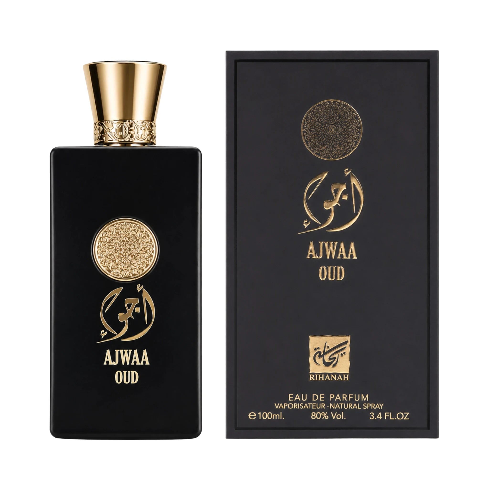 Caja y botella de Ajwaa Oud Nusuk Eau de Parfum