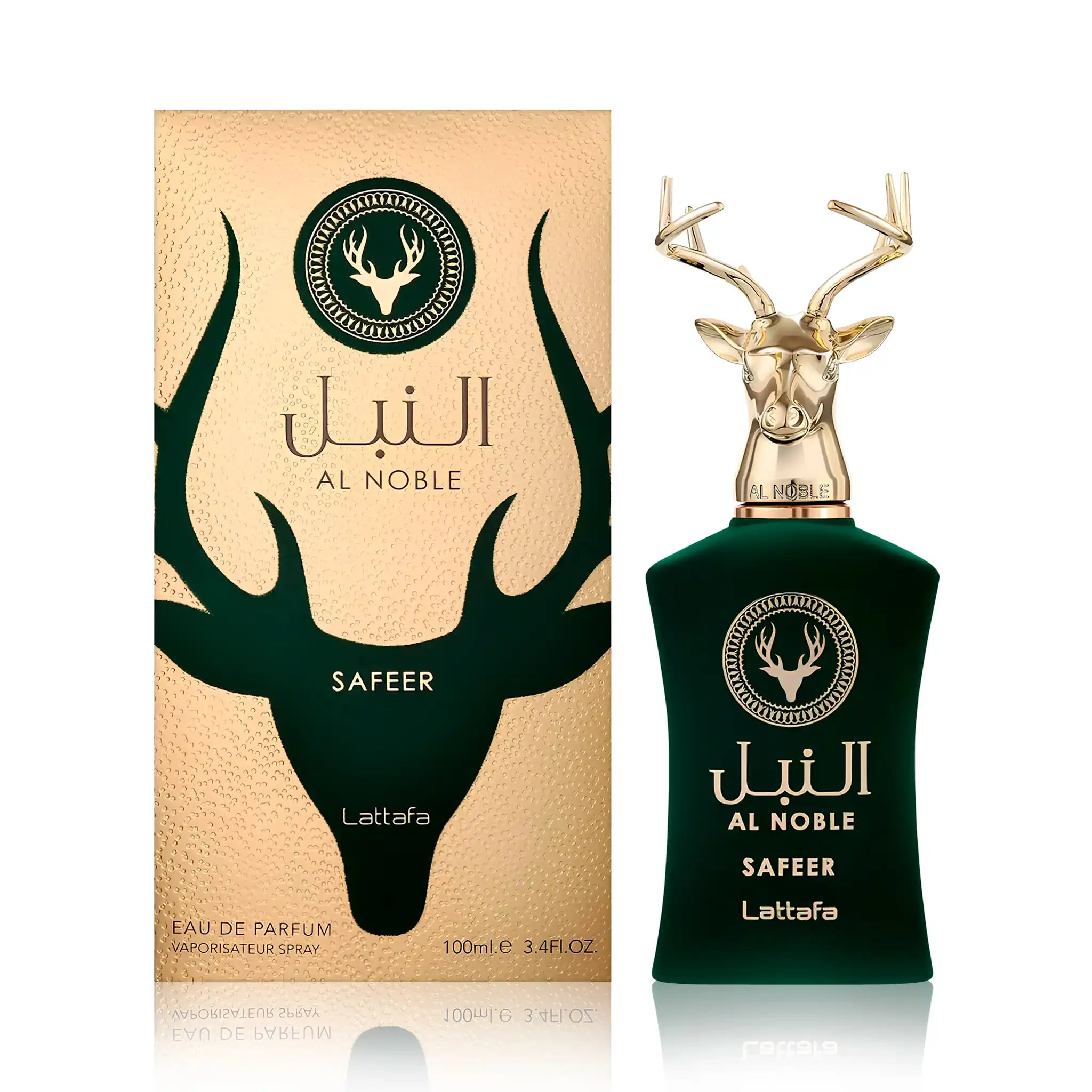 Frasco y caja de Al Noble Safeer Lattafa Eau de Parfum Unisex