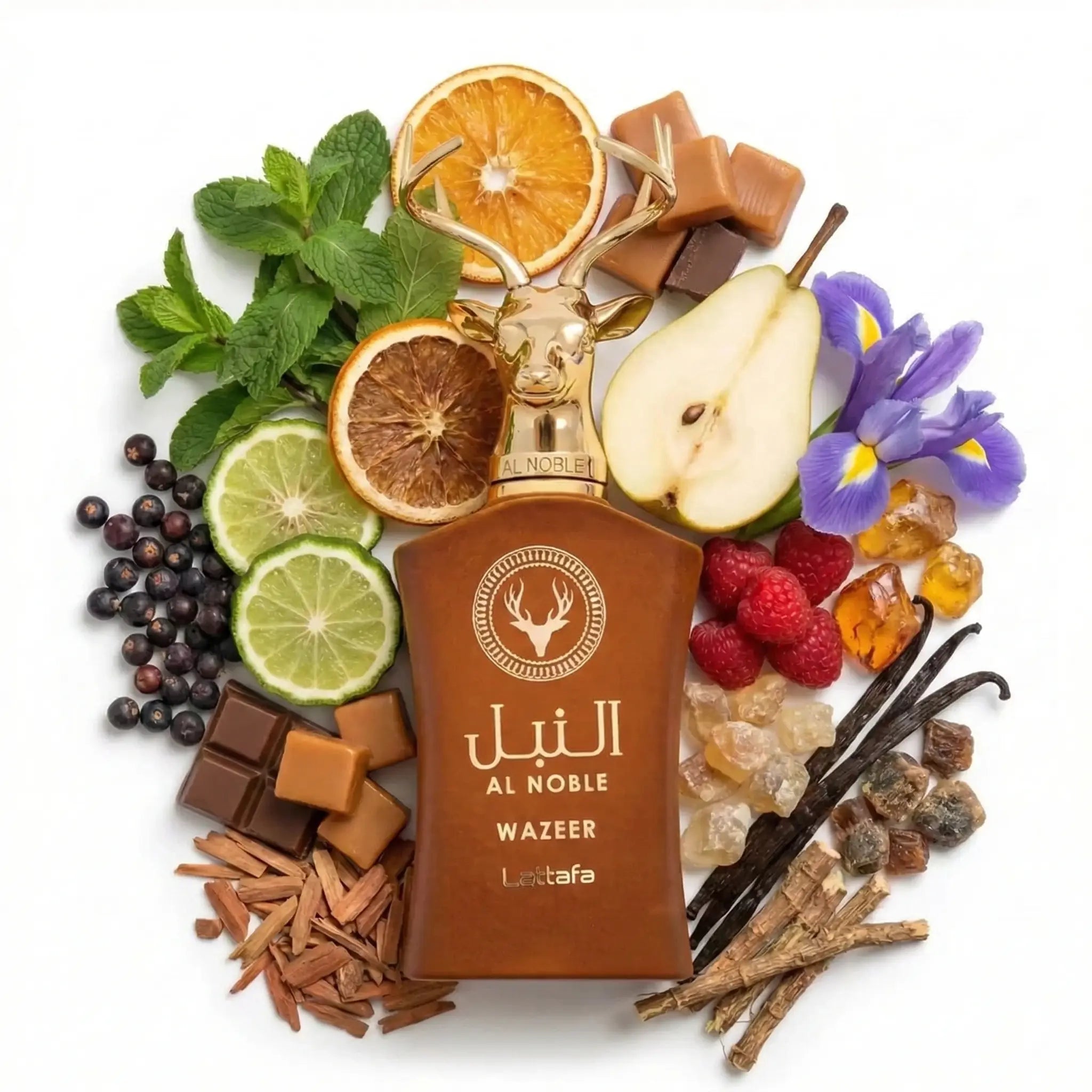 Al_Noble_Wazeer_Lattafa_Eau_de_Parfum_Unisex_Fondo_Blanco_Menta_Naranja