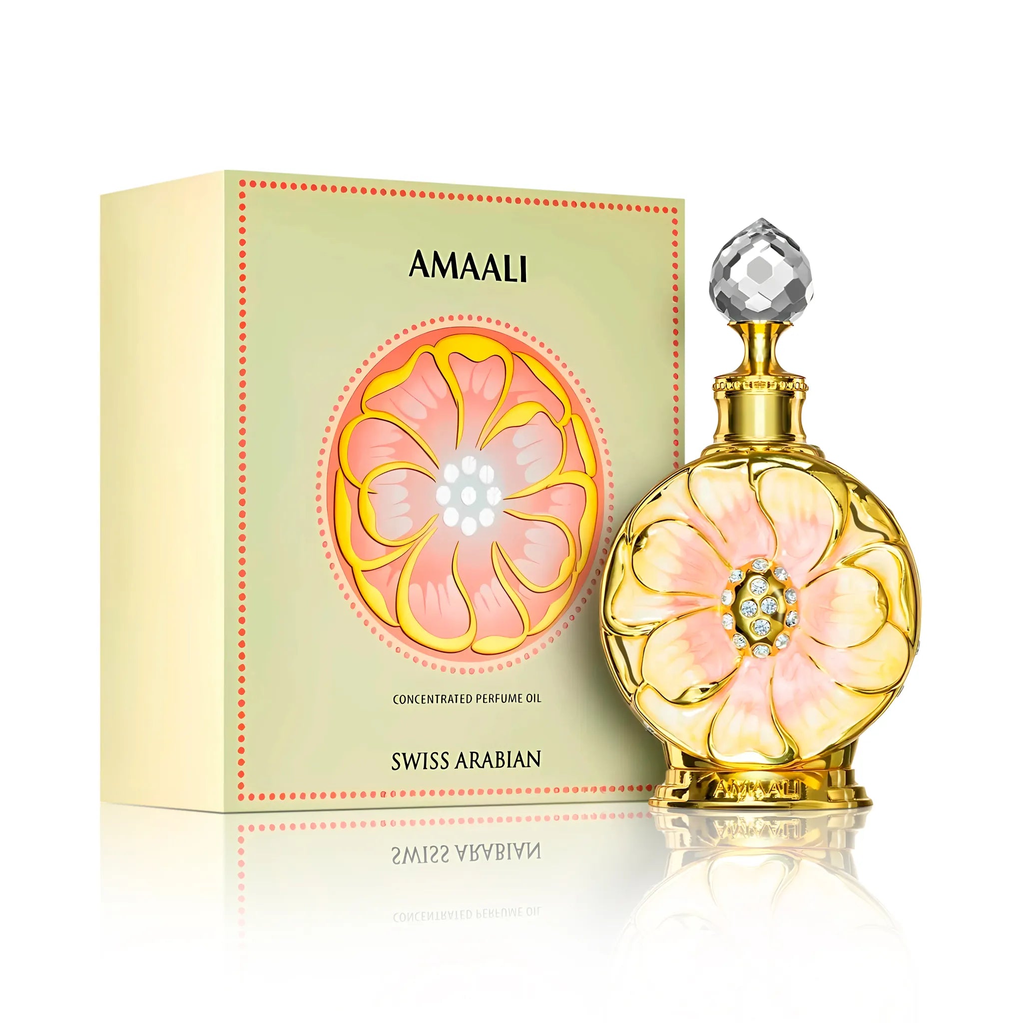 Frasco y caja de Amaali Swiss Arabian Aceite Perfumado Para Mujer