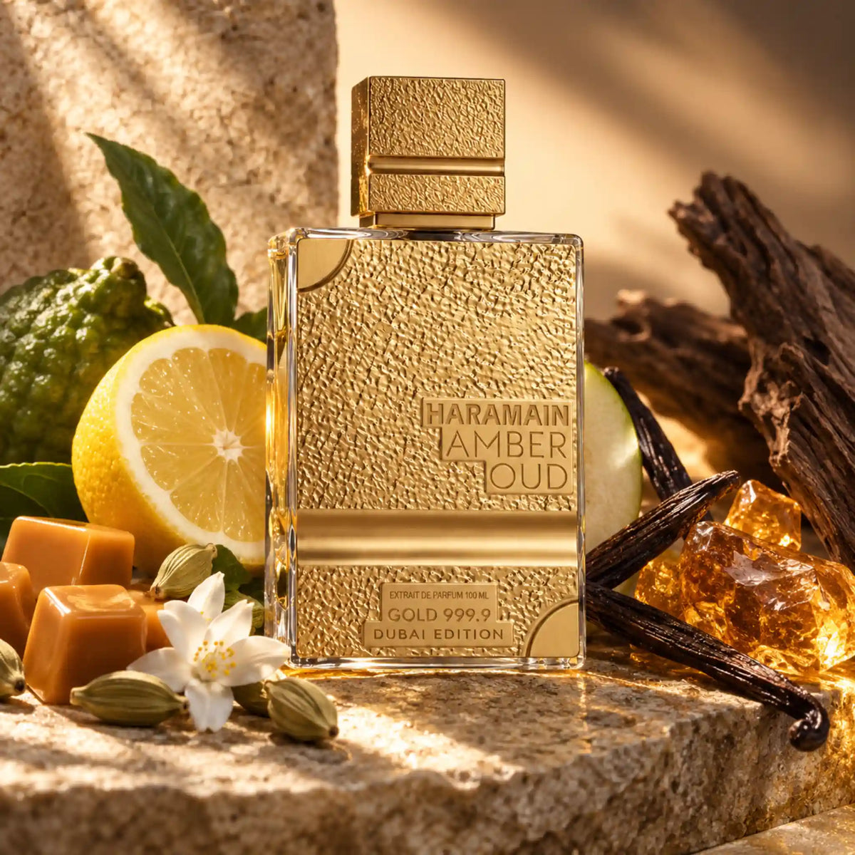 Fondo de Amber Oud Gold 999.9 Dubai Edition Al Haramain Eau de Parfum