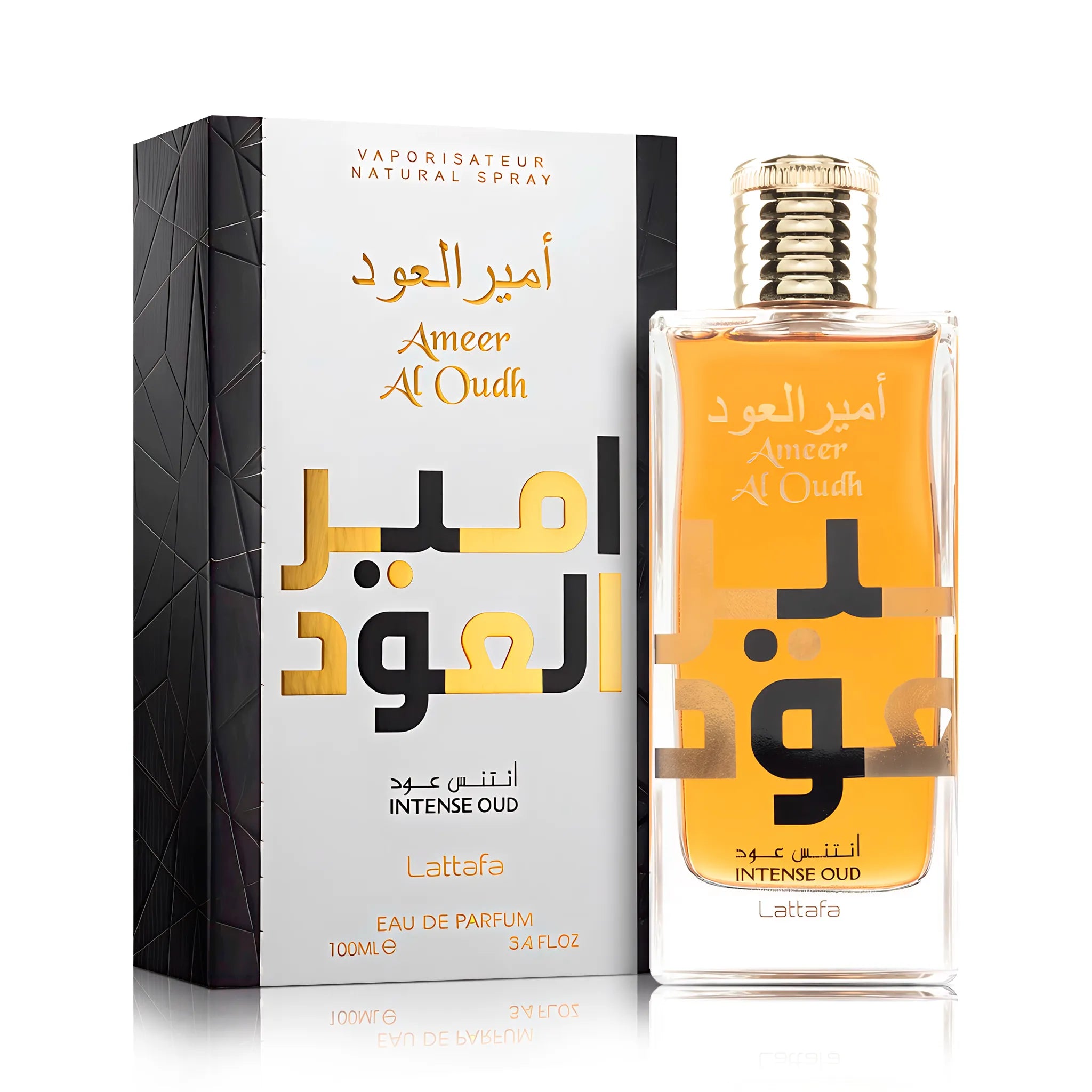 Frasco y caja de Ameer Al Oudh Intense Oud Lattafa Eau de Parfum Unisex
