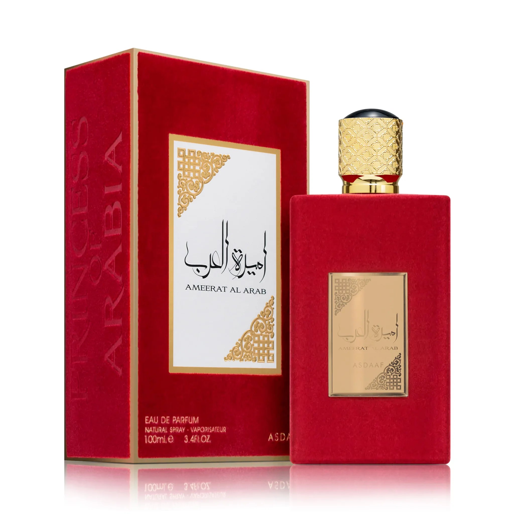 Frasco y caja de Ameerat Al Arab Asdaaf Eau de Parfum Para Mujer