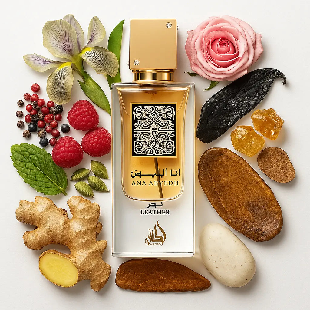Ana_Abiyedh_Leather_Lattafa_Eau_de_Parfum_Para_Hombre_Fondo_Blanco_Bayas_Cardamomo_Pimientas_Frambuesa_Iris_Jengibre