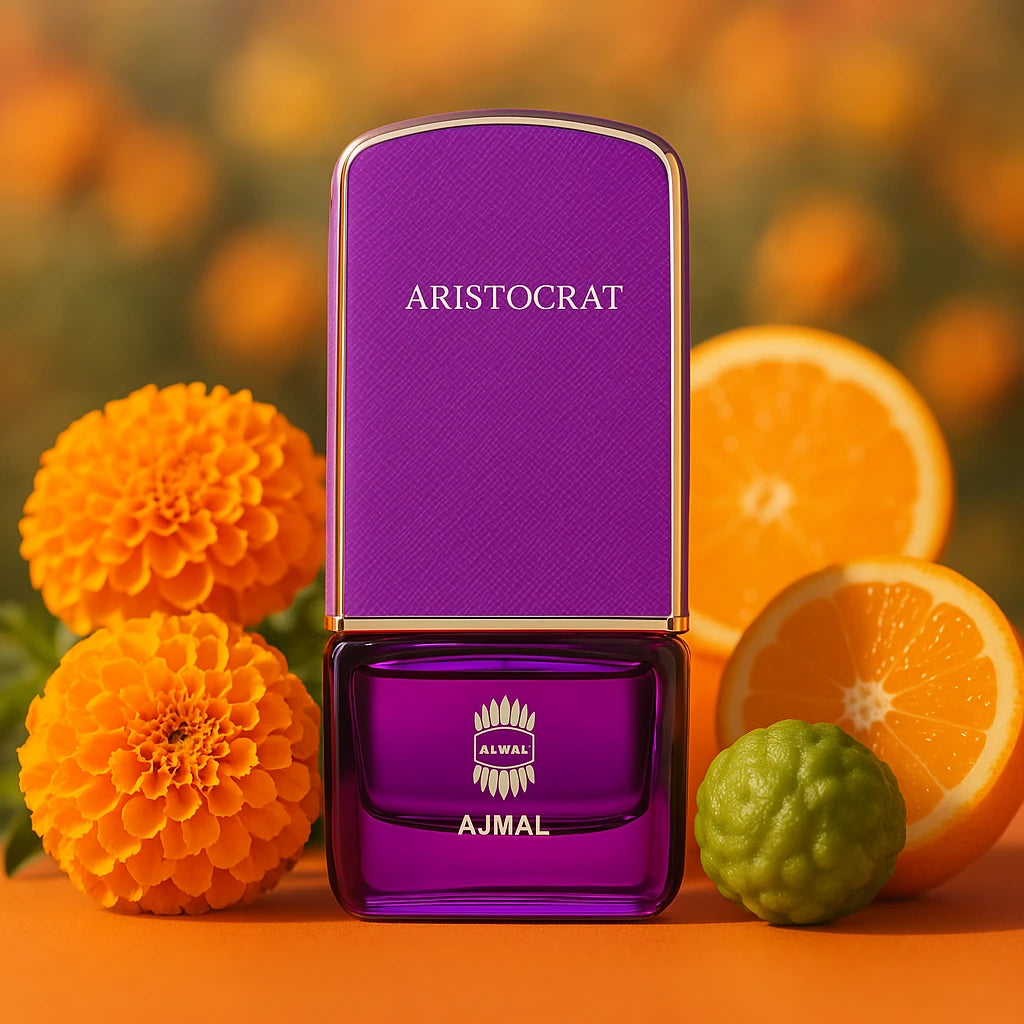 Aristocrat For Her Ajmal Eau de Parfum Para Mujer con fondo de frutas