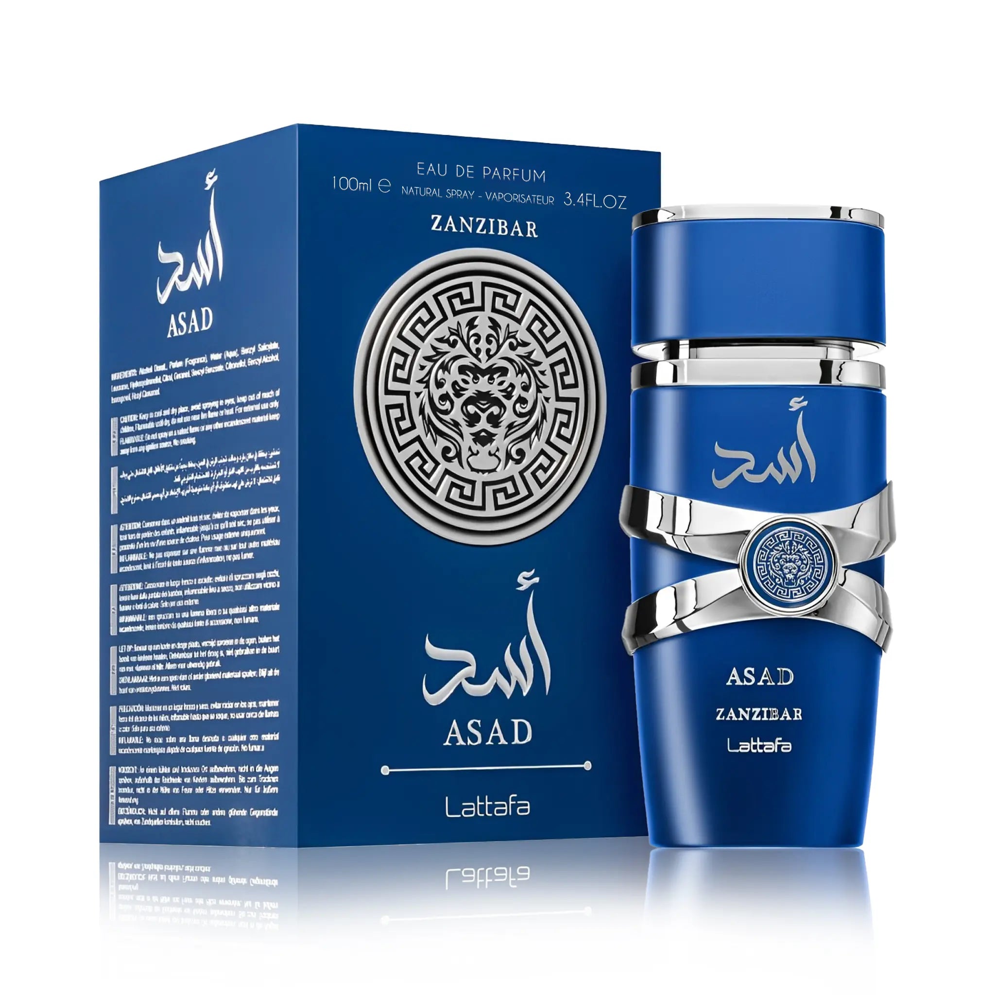 Frasco y caja de Asad Zanzibar Lattafa Eau de Parfum Para Hombre