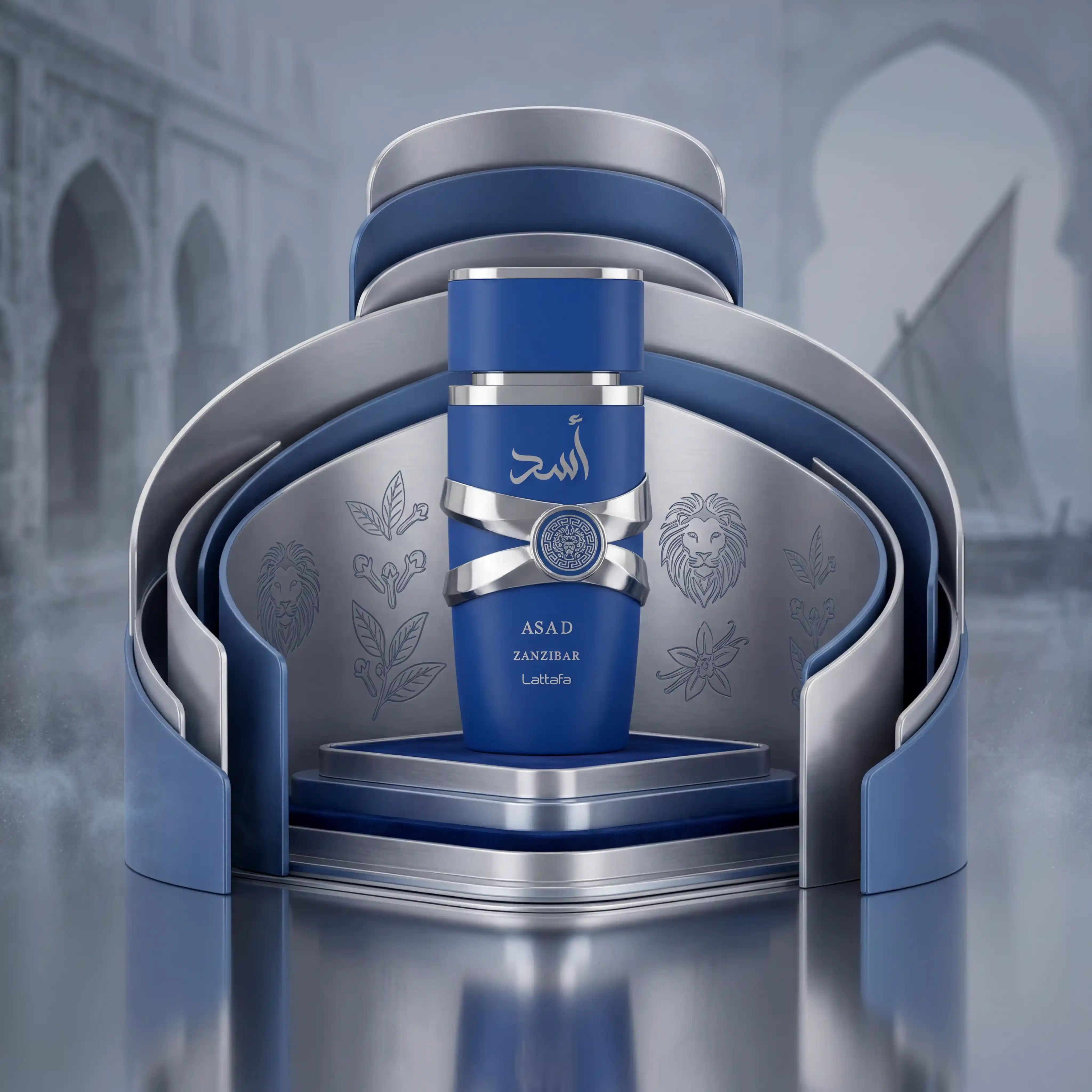 Asad_Zanzibar_Lattafa_Eau_de_Parfum_Para_Hombre_con_fondo_artistico