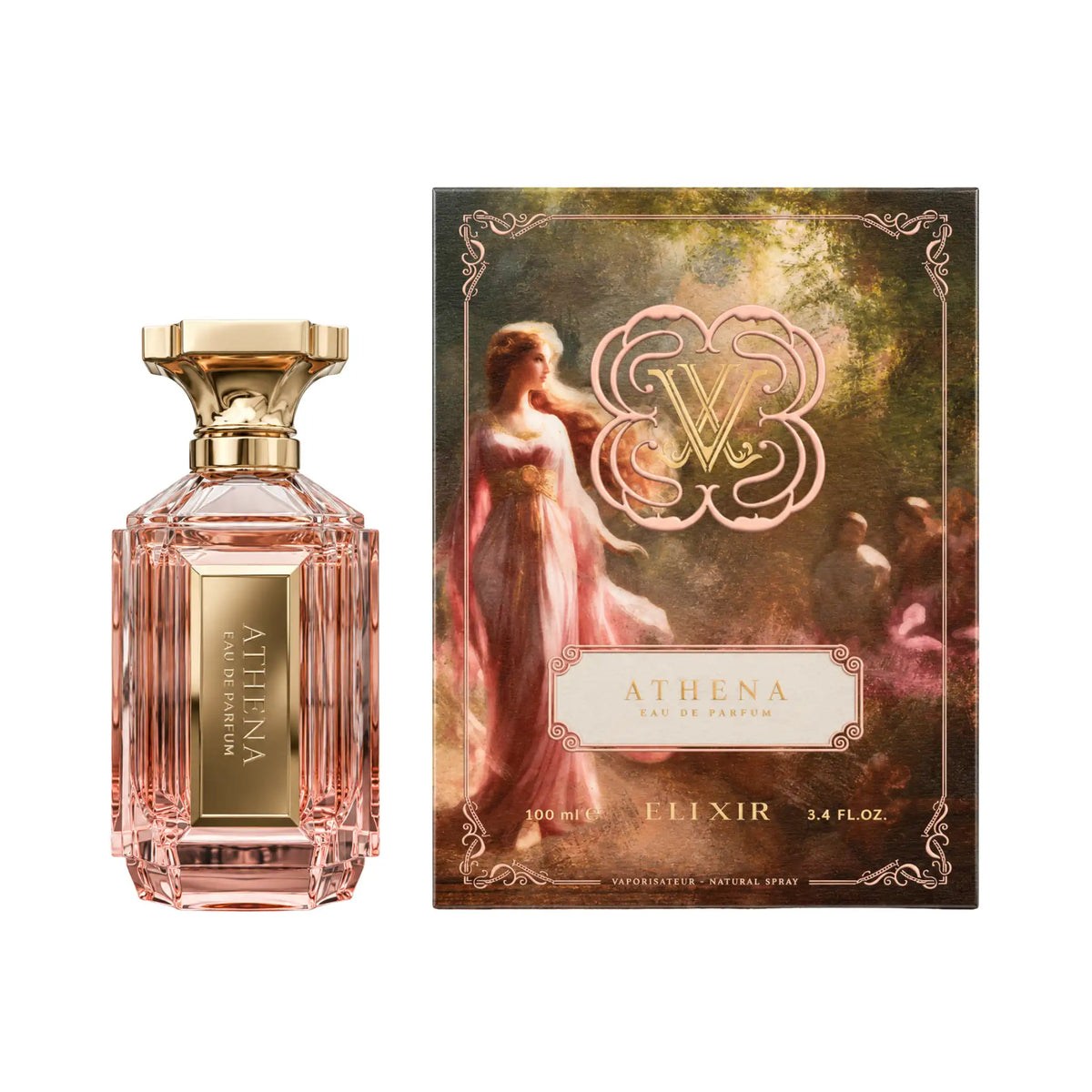 Caja y botella de Athena Velixir Eau de Parfum