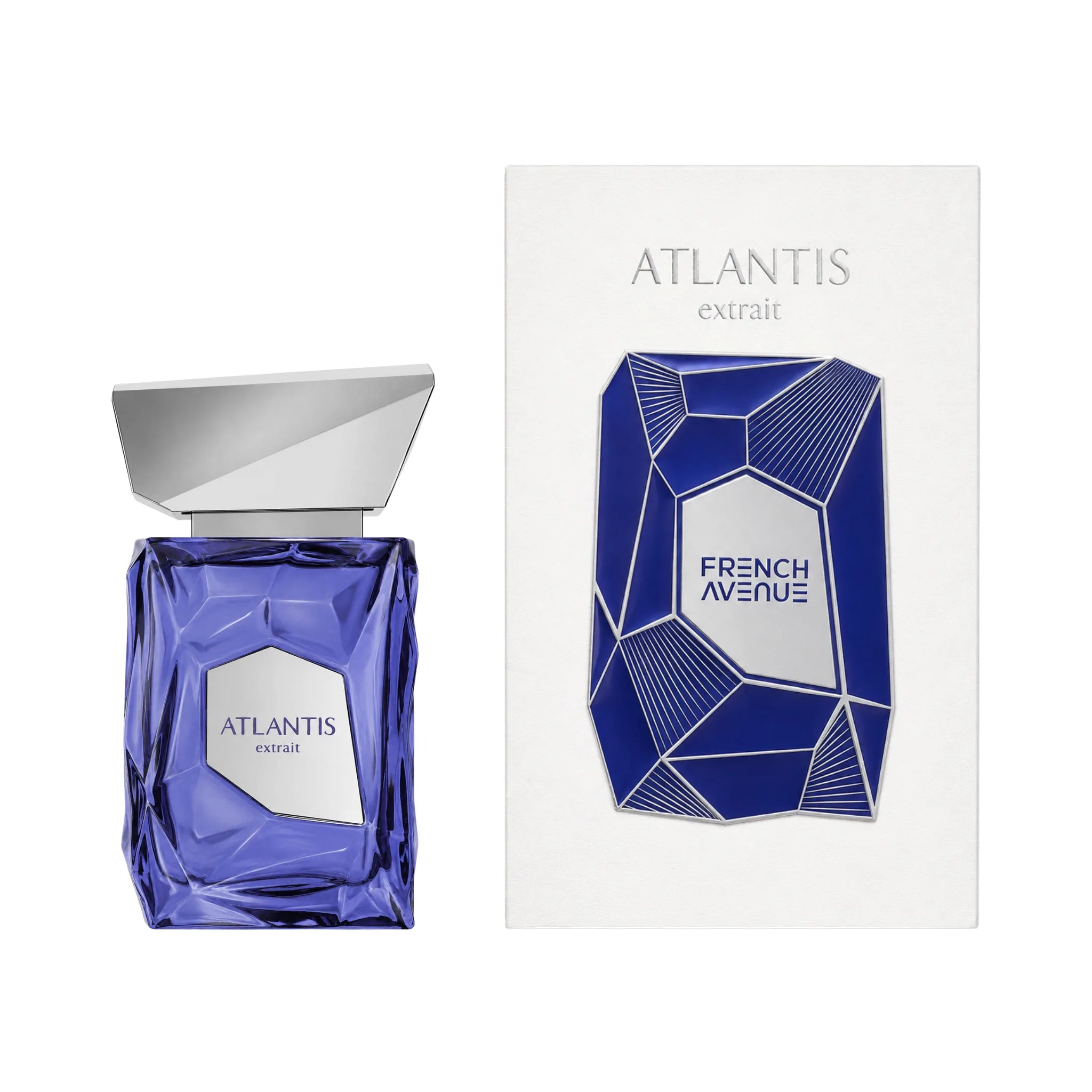 Caja y botella de Atlantis Extrait French Avenue Extrait de Parfum