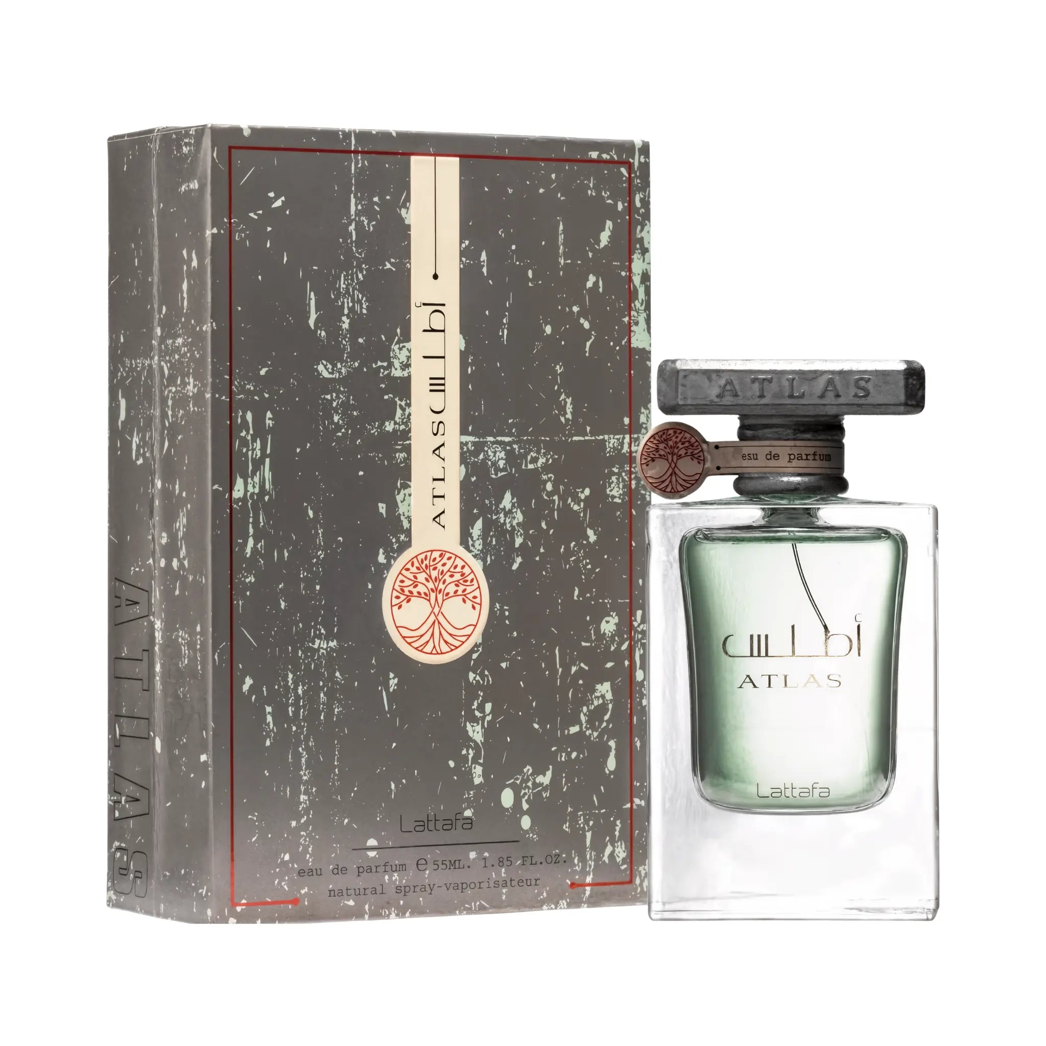 Frasco y caja de Atlas Lattafa Eau de Parfum Unisex