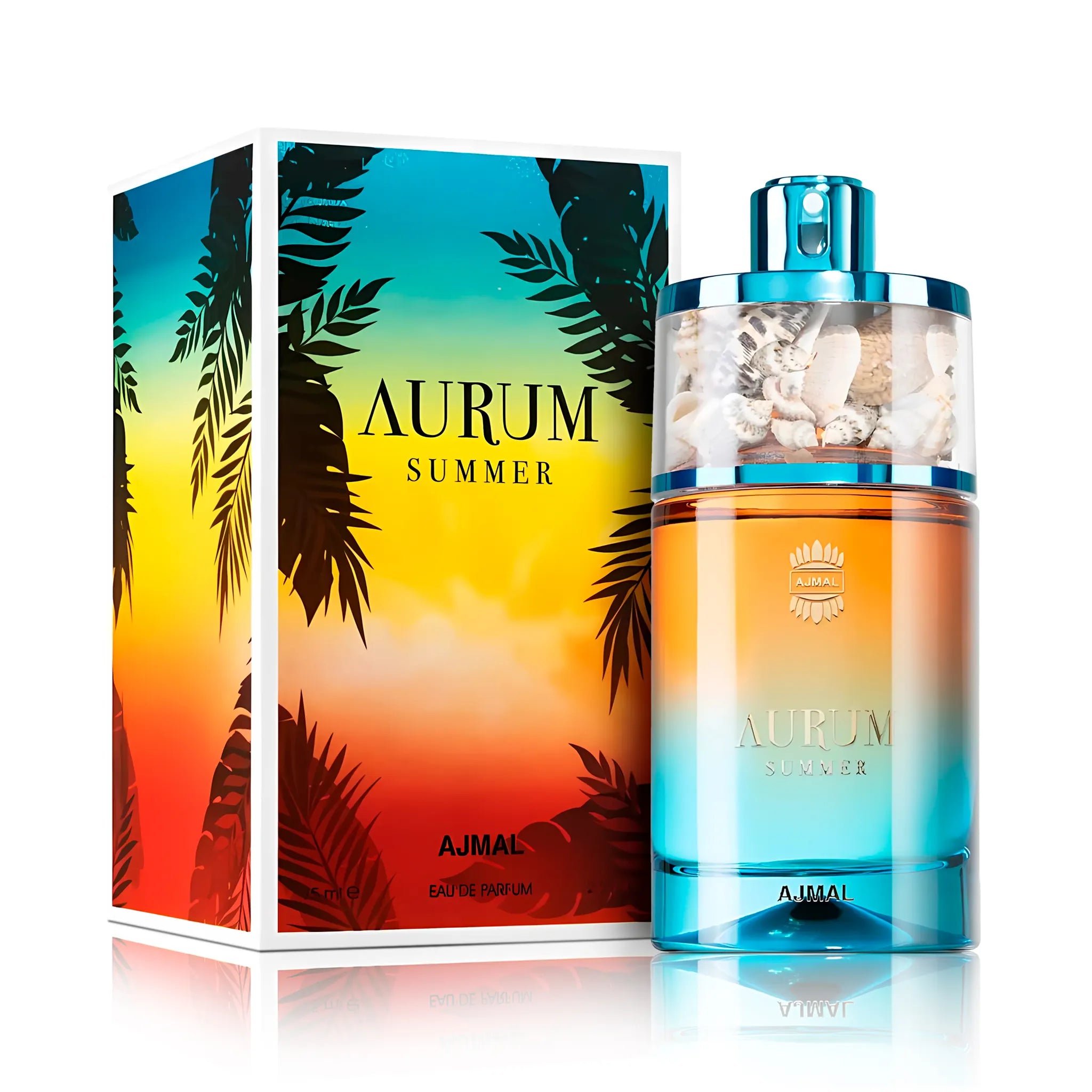 Frasco y caja de Aurum Summer Ajmal Eau de Parfum Para Mujer