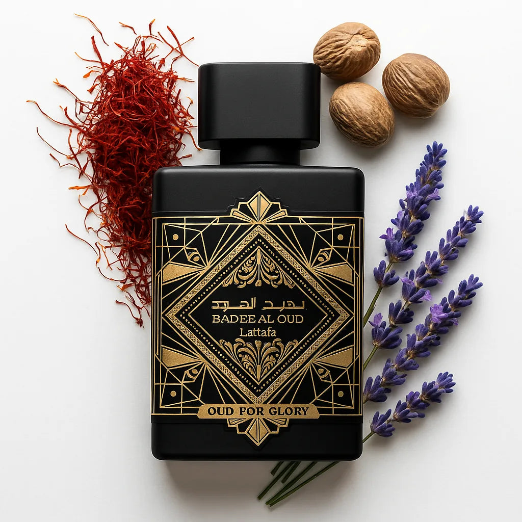 Bade_e_Al_Oud_Oud_for_Glory_Lattafa_Eau_de_Parfum_Unisex_Fondo_Blanco-Azafran_Nuez_Lavanda
