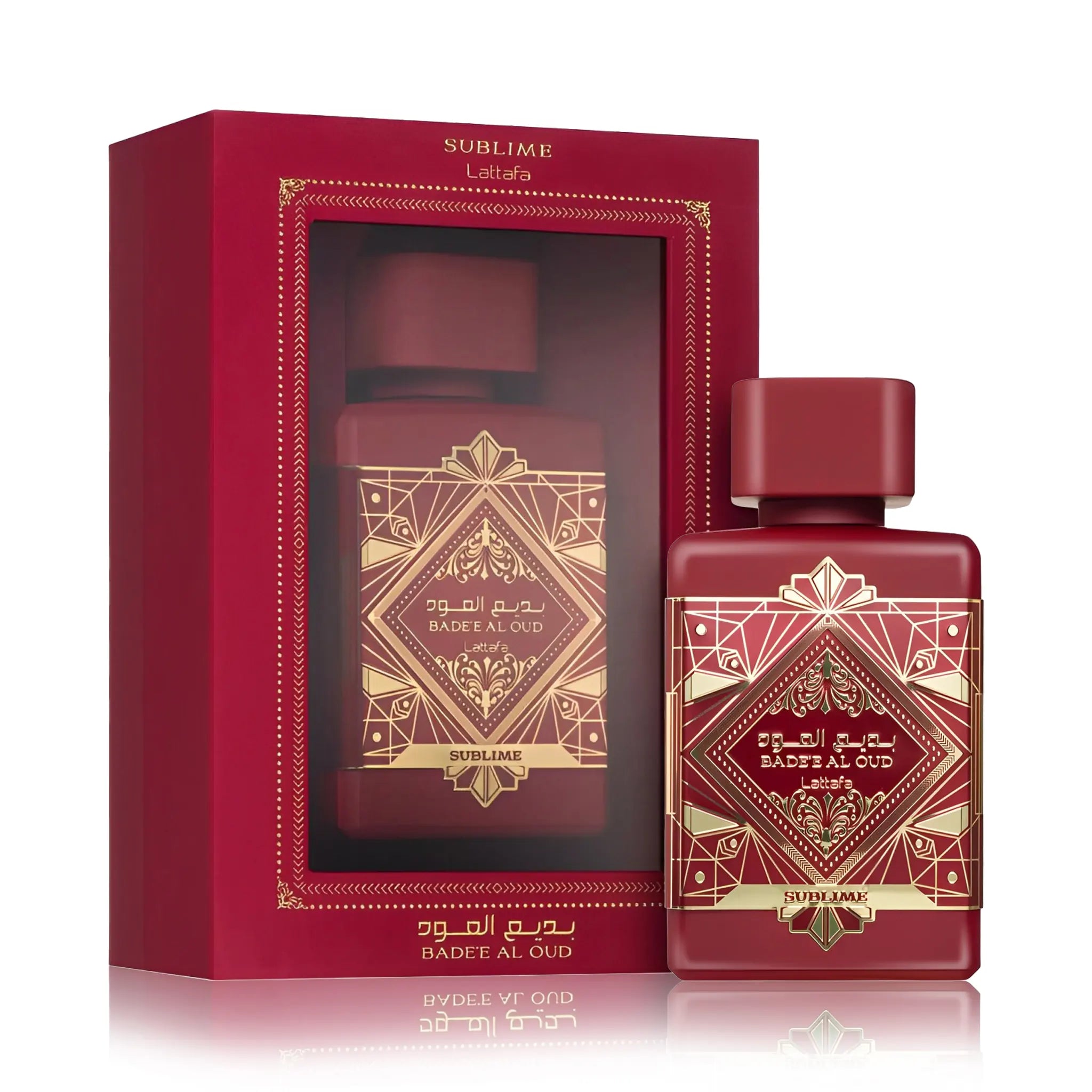Frasco y caja de Bade'e Al Oud Sublime Lattafa Eau de Parfum Unisex