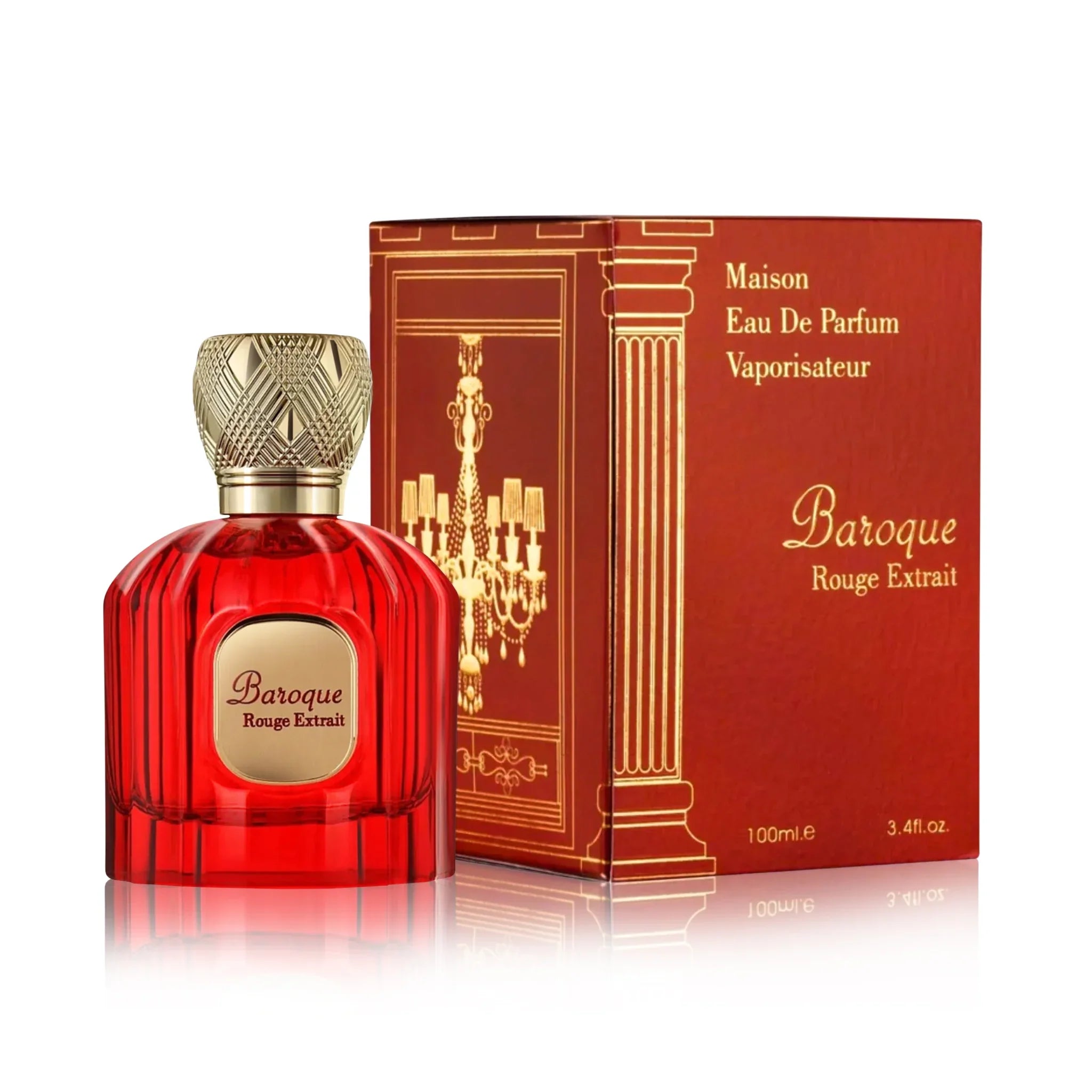 Frontal del Baroque Rouge Extrait Maison Alhambra Eau de Parfum Unisex con su caja