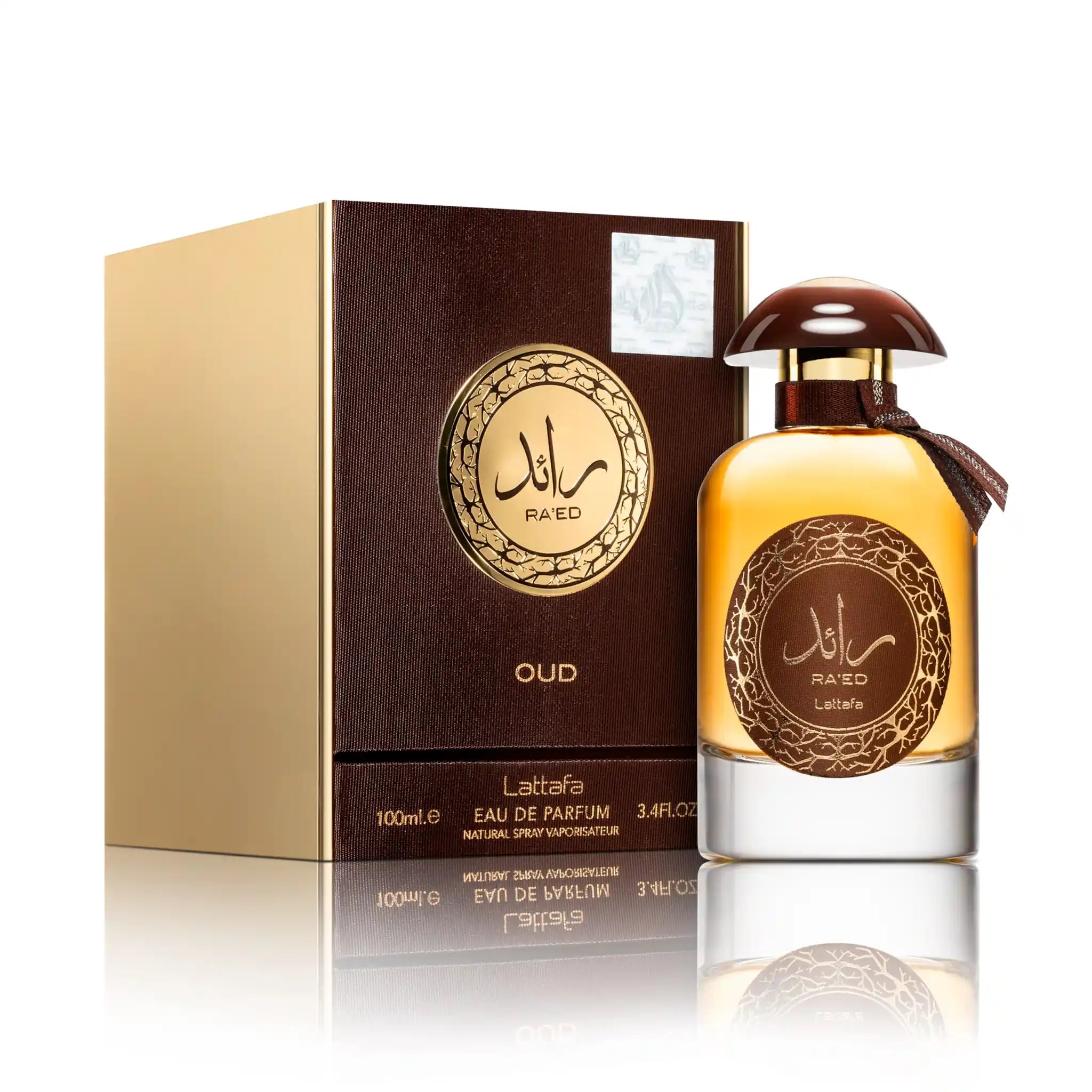 Frasco y caja de Ra'ed Oud Lattafa Eau de Parfum Para Hombre