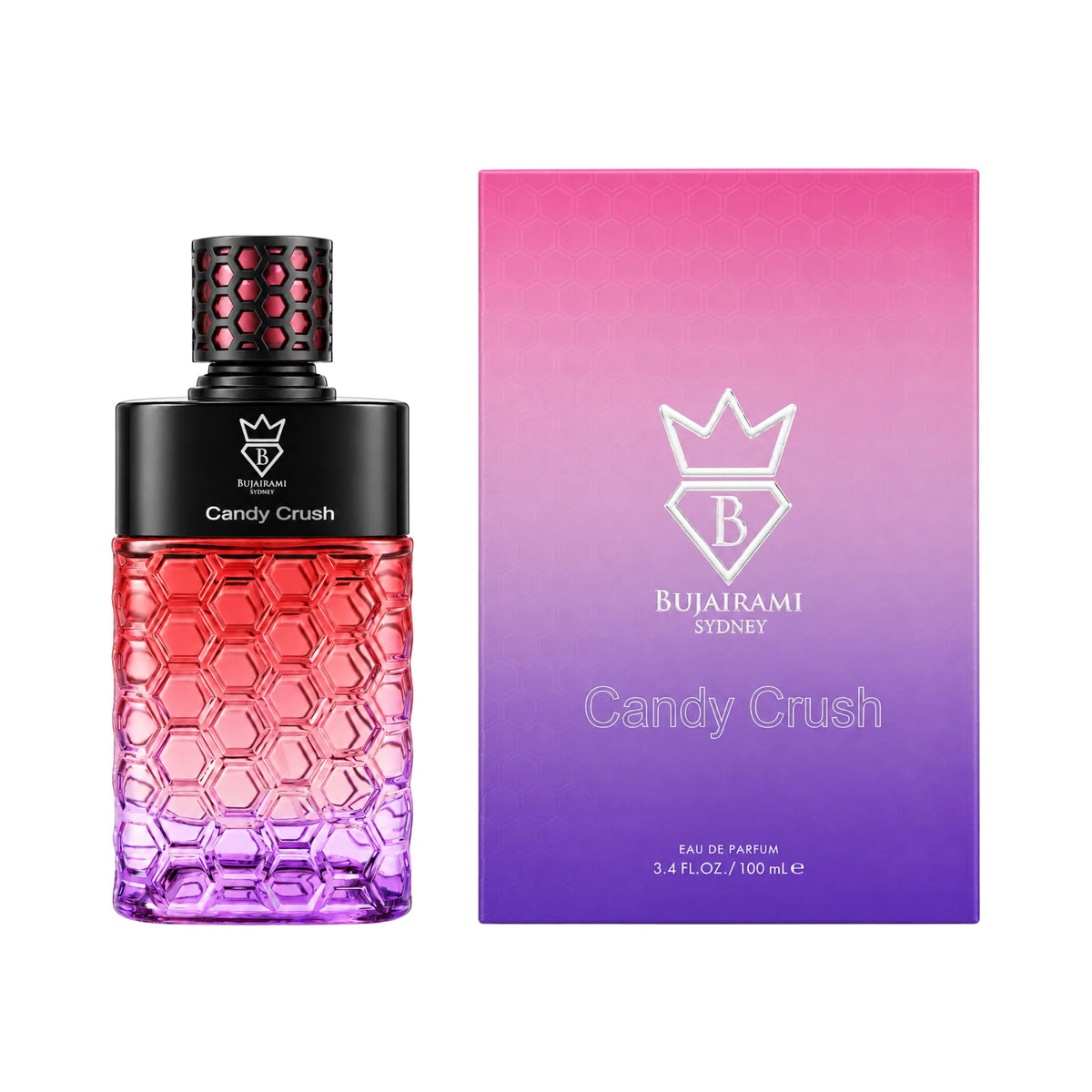 Caja y botella de Candy Crush Bujairami Eau de Parfum