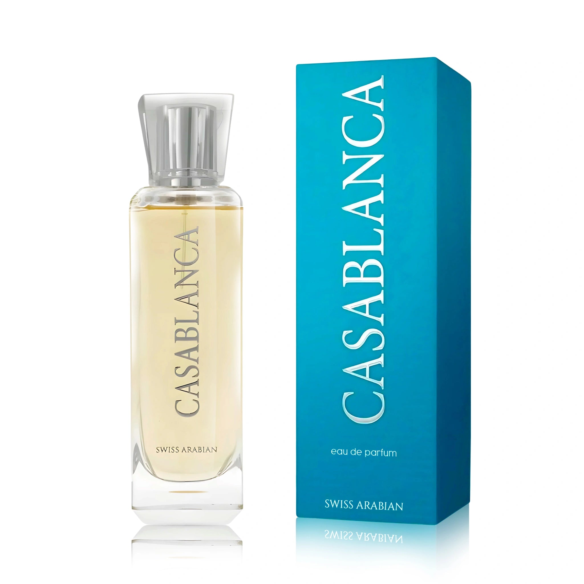 Frontal del Casablanca Swiss Arabian Eau de Parfum Unisex con su caja