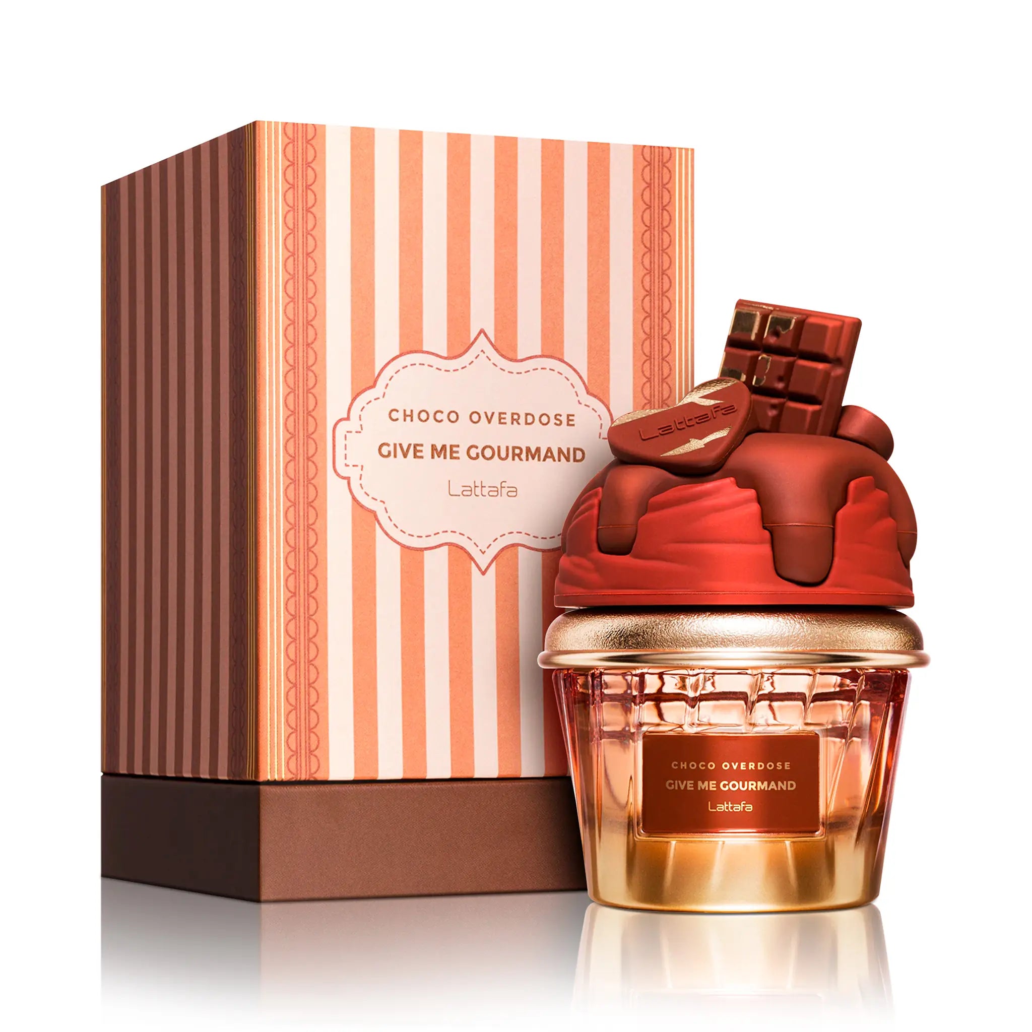 Frasco y caja de Choco Overdose Lattafa Eau de Parfum Para Mujer