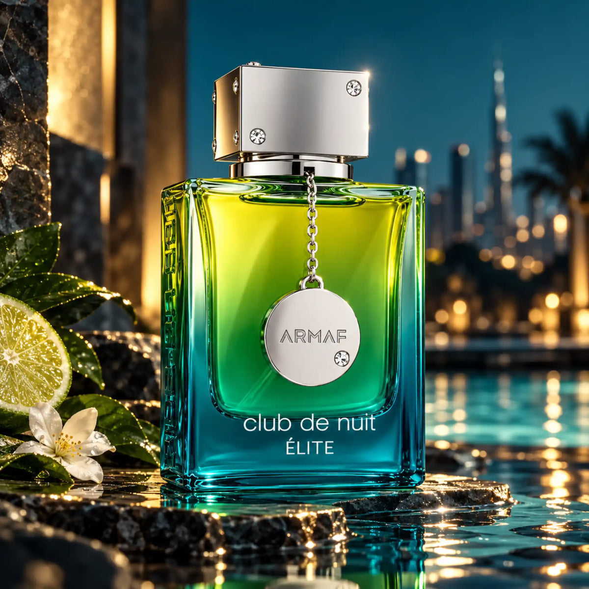 Club De Nuit Elite Armaf Eau de Parfum con fondo creativo