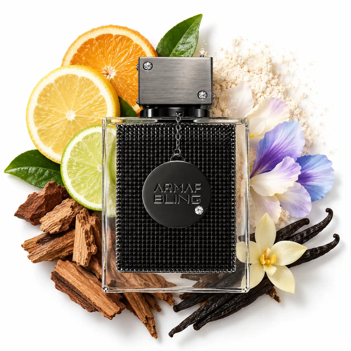 Ingredientes y botella de Club de Nuit Bling Armaf Eau de Parfum