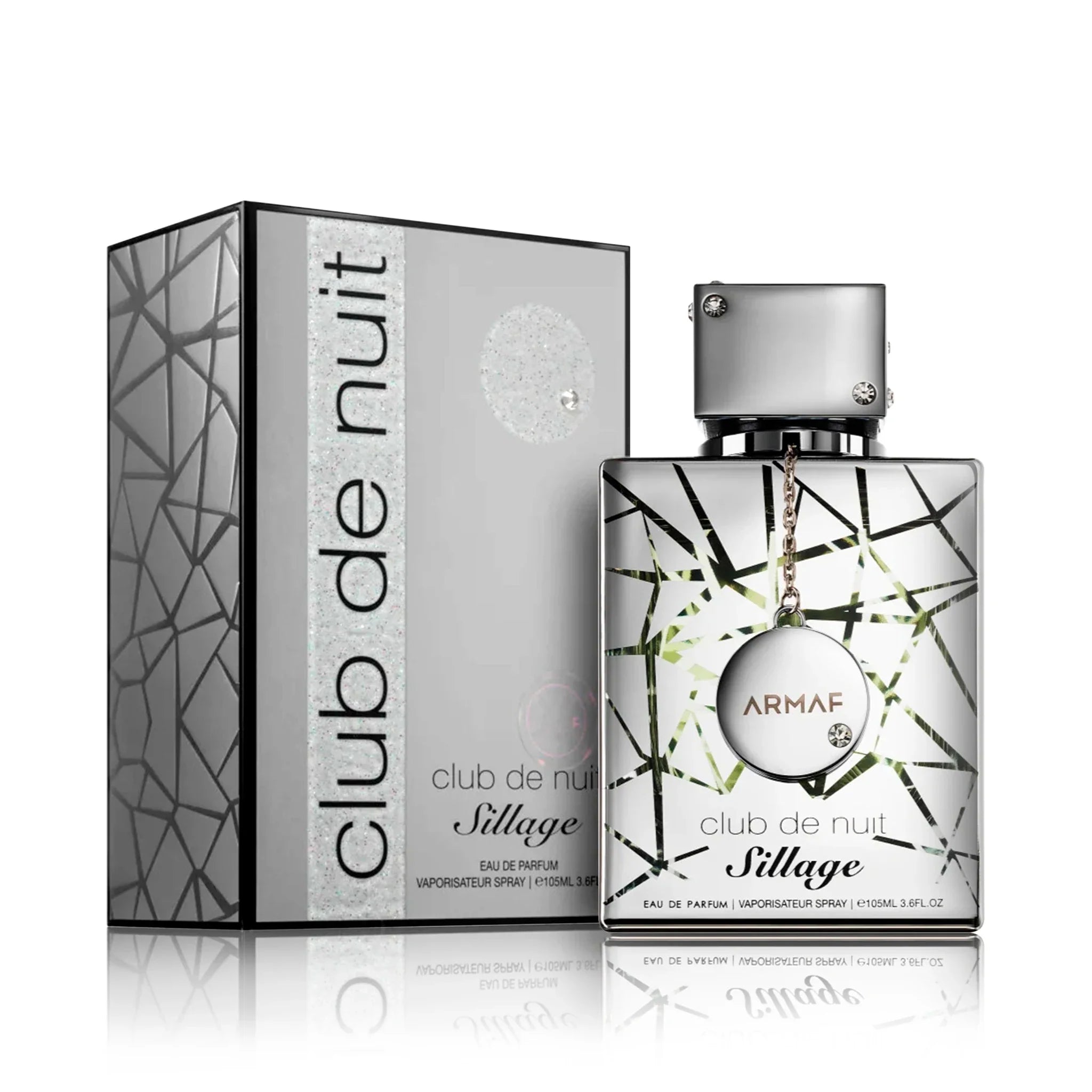 Foto frontal del Club de Nuit Sillage Armaf Eau de Parfum Para Hombre fondo blanco con caja