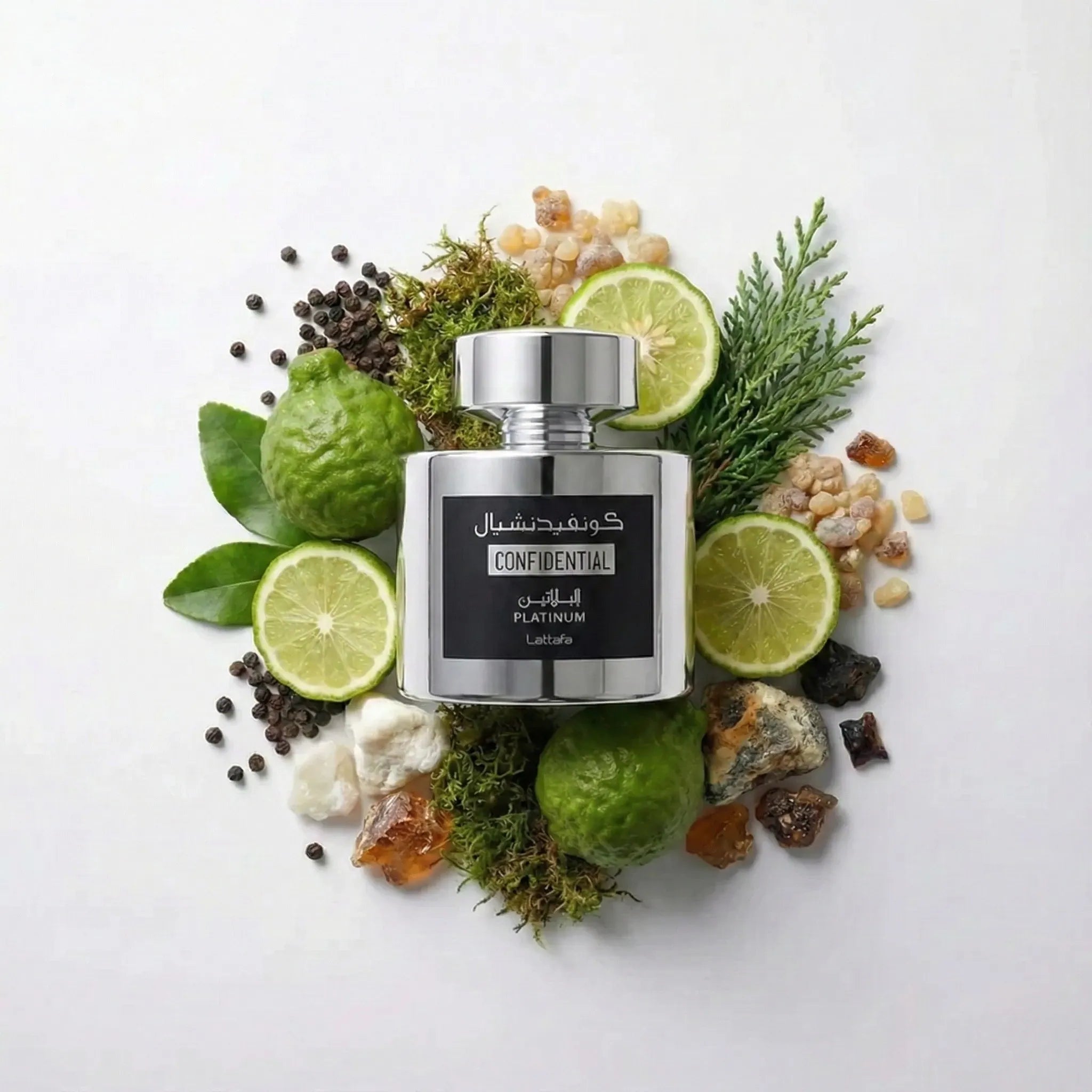 Confidential_Platinum_Lattafa_Eau_de_Parfum_Para_Hombre_Fondo_Blanco_Citricos_Bergamota