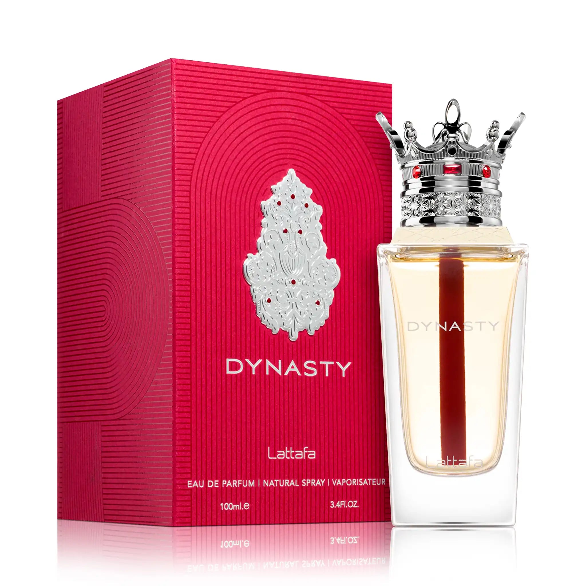 Frasco y caja de Dynasty Lattafa Eau de Parfum Unisex