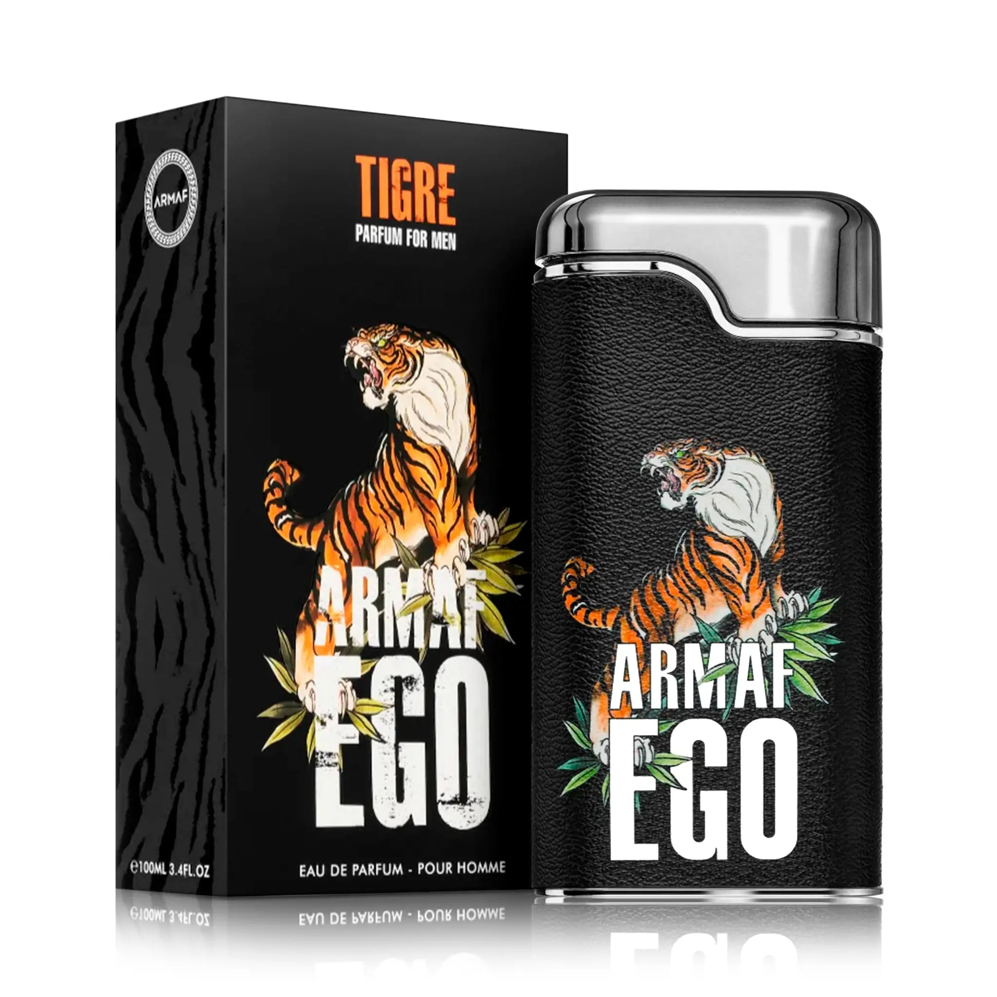 Frasco y caja del perfume Ego Tigre Armaf Eau de Parfum Para Hombre