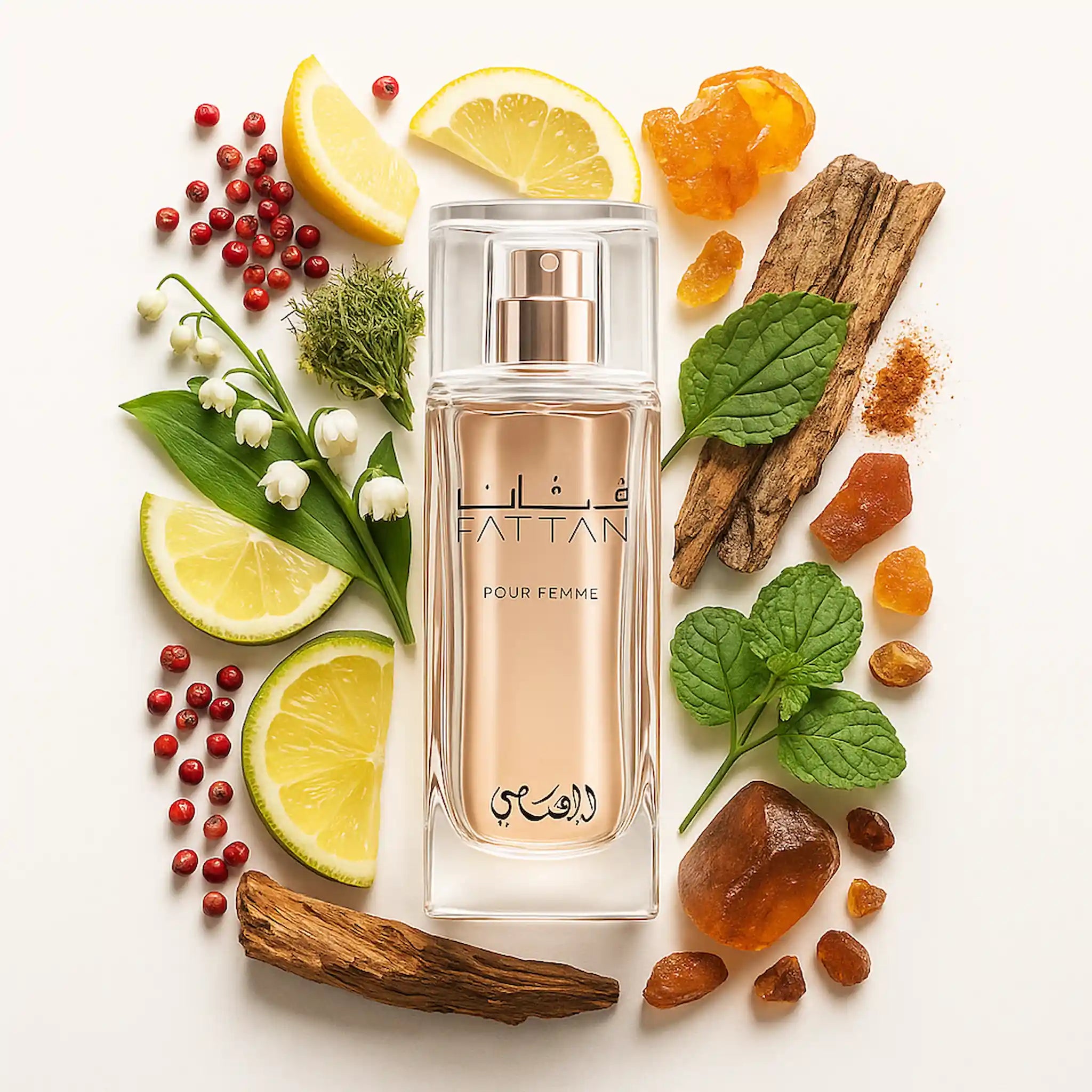 Fattan_Pour_Femme_Rasasi_Eau_de_Parfum_Para_Mujer_Fondo_Blanco_Limon_Pachuli