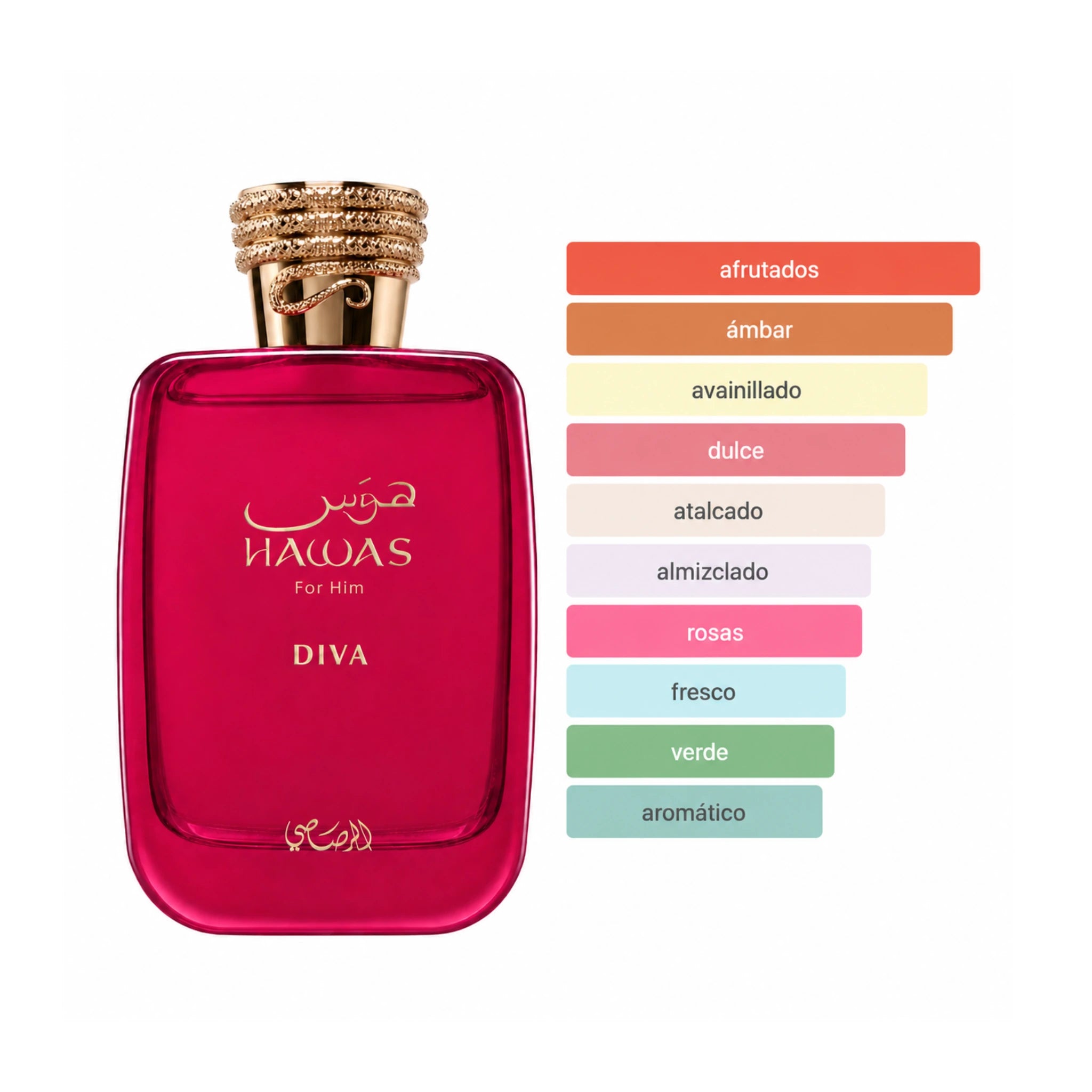 Aromas del perfume Hawas Diva Rasasi Eau de Parfum