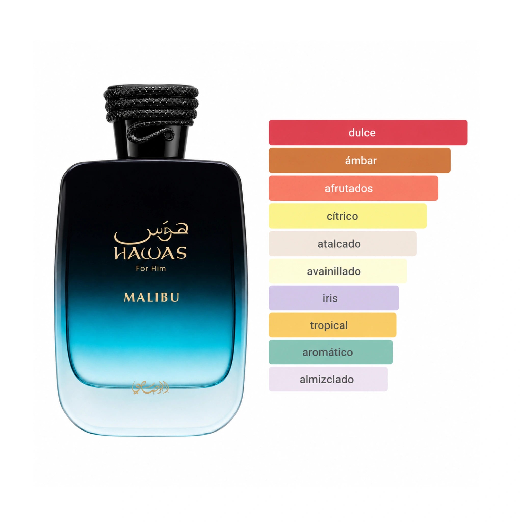Aromas del perfume Hawas Malibu Rasasi Eau de Parfum