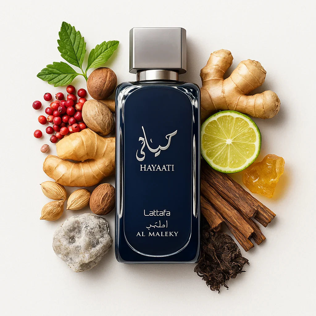 Hayaati_Al_Maleky_Lattafa_Eau_de_Parfum_Para_Hombre_Fondo_Blanco_Pimienta_Nuez