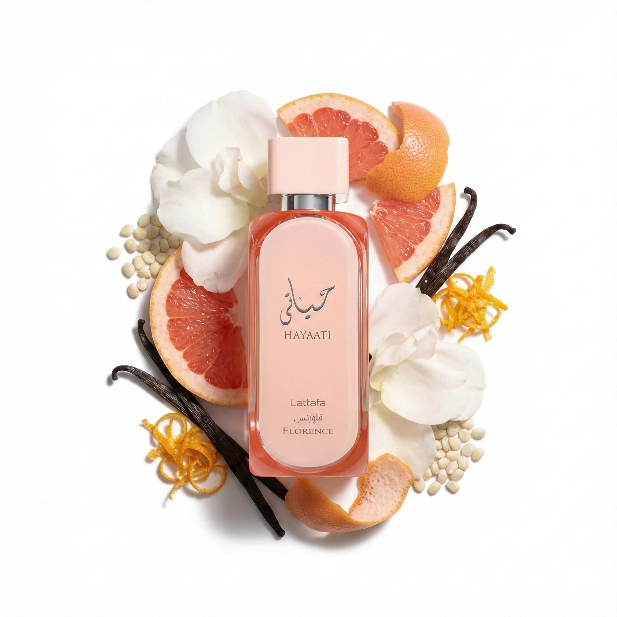 Hayaati_Florence_Lattafa_Eau_de_Parfum_Para_Mujer_Fondo_Blanco_Citricos_Almizcle